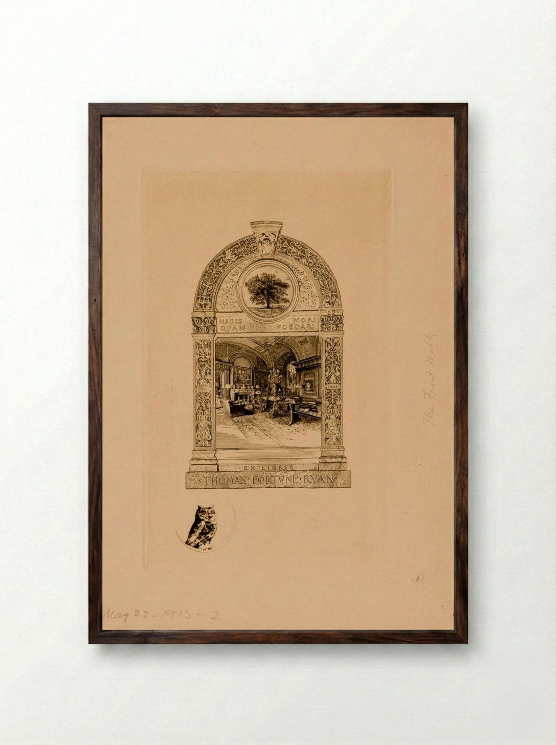 Bookplate of Thomas Fortune Ryan - Sidney L. Smith - Framed Print Dark Wood