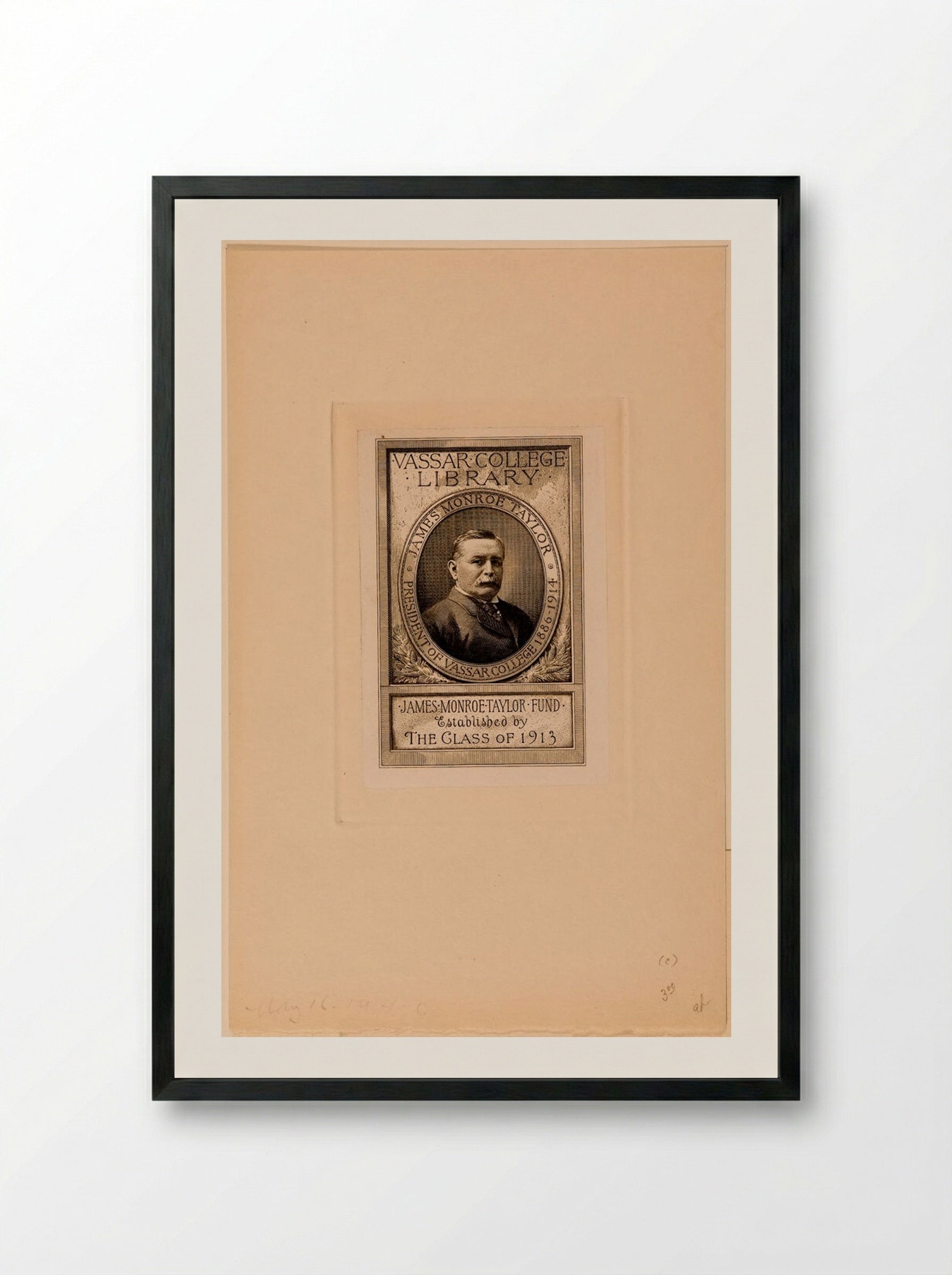 Bookplate of Vassar College Library - Sidney L. Smith - Framed Print Black