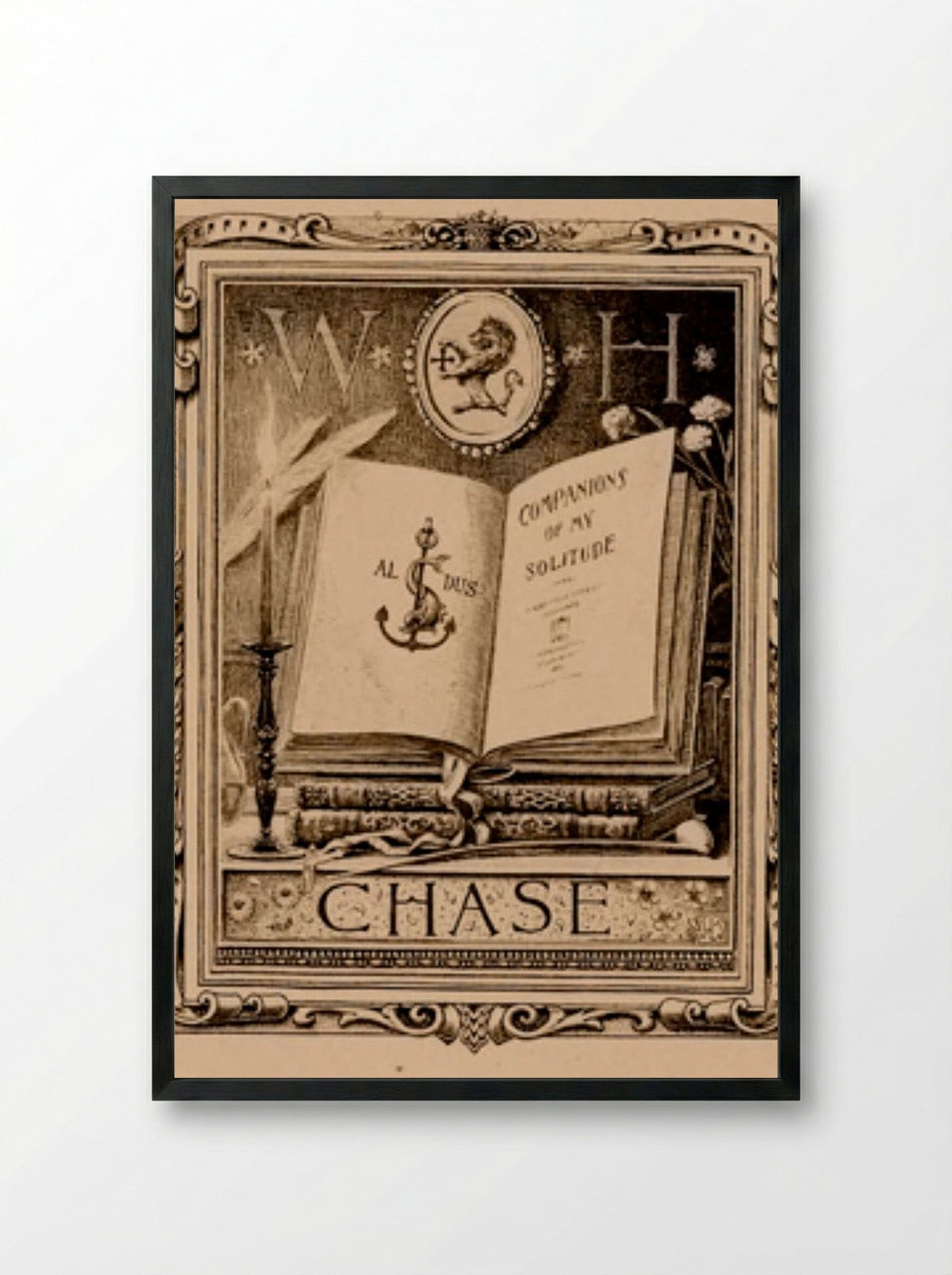 Bookplate of W. H. Chase - Sidney L. Smith - Framed Print Black