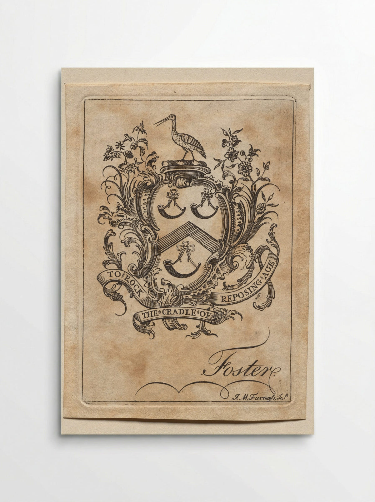 Bookplate: Coat of Arms with Foster inscribed below - John Mason Furnass - Poster