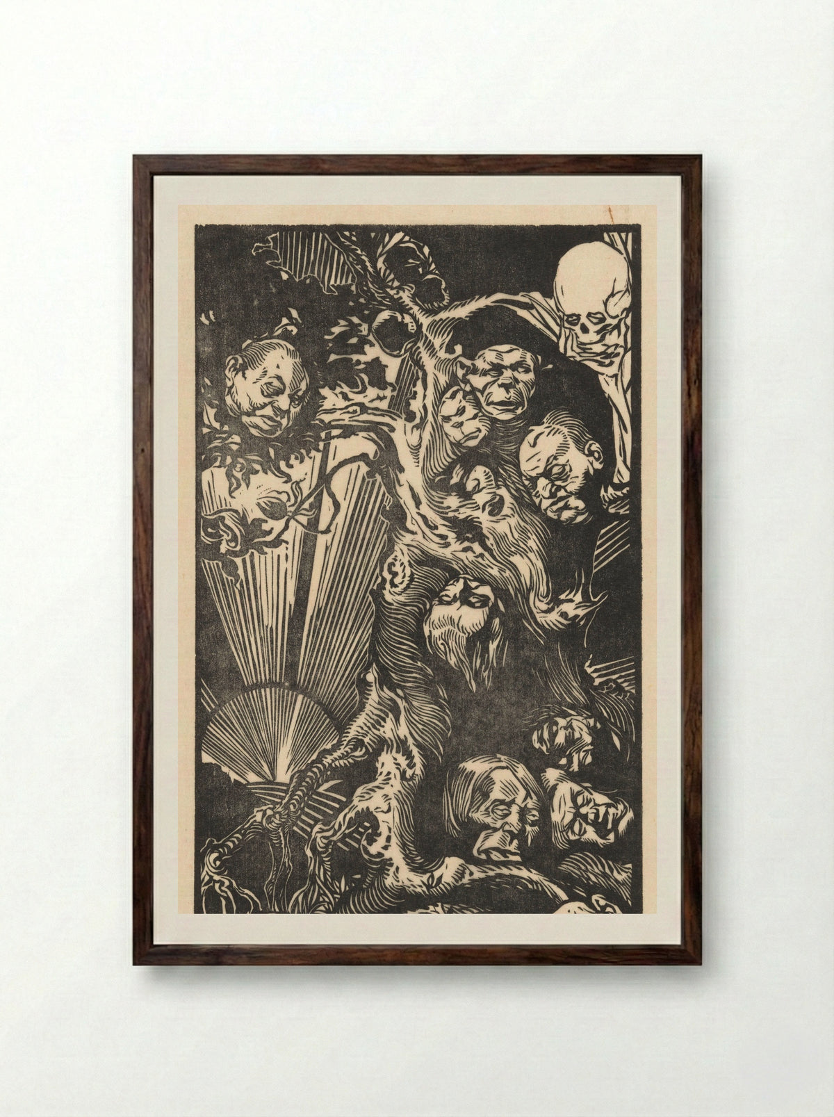 Boom met fantastische koppen - Johannes Josephus Aarts - Framed Print Dark Wood