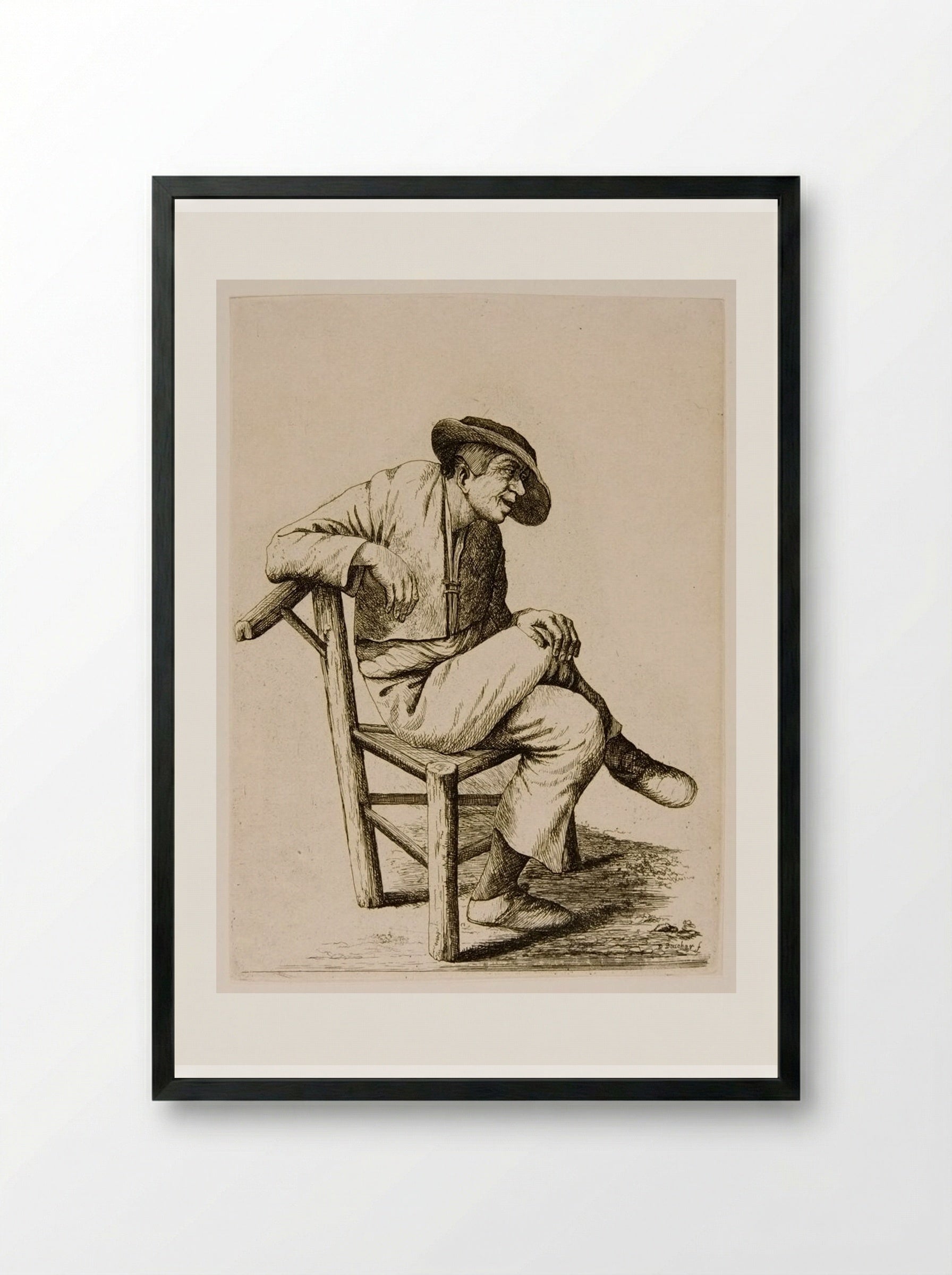 Boor Seated - David Deuchar - Framed Print Black
