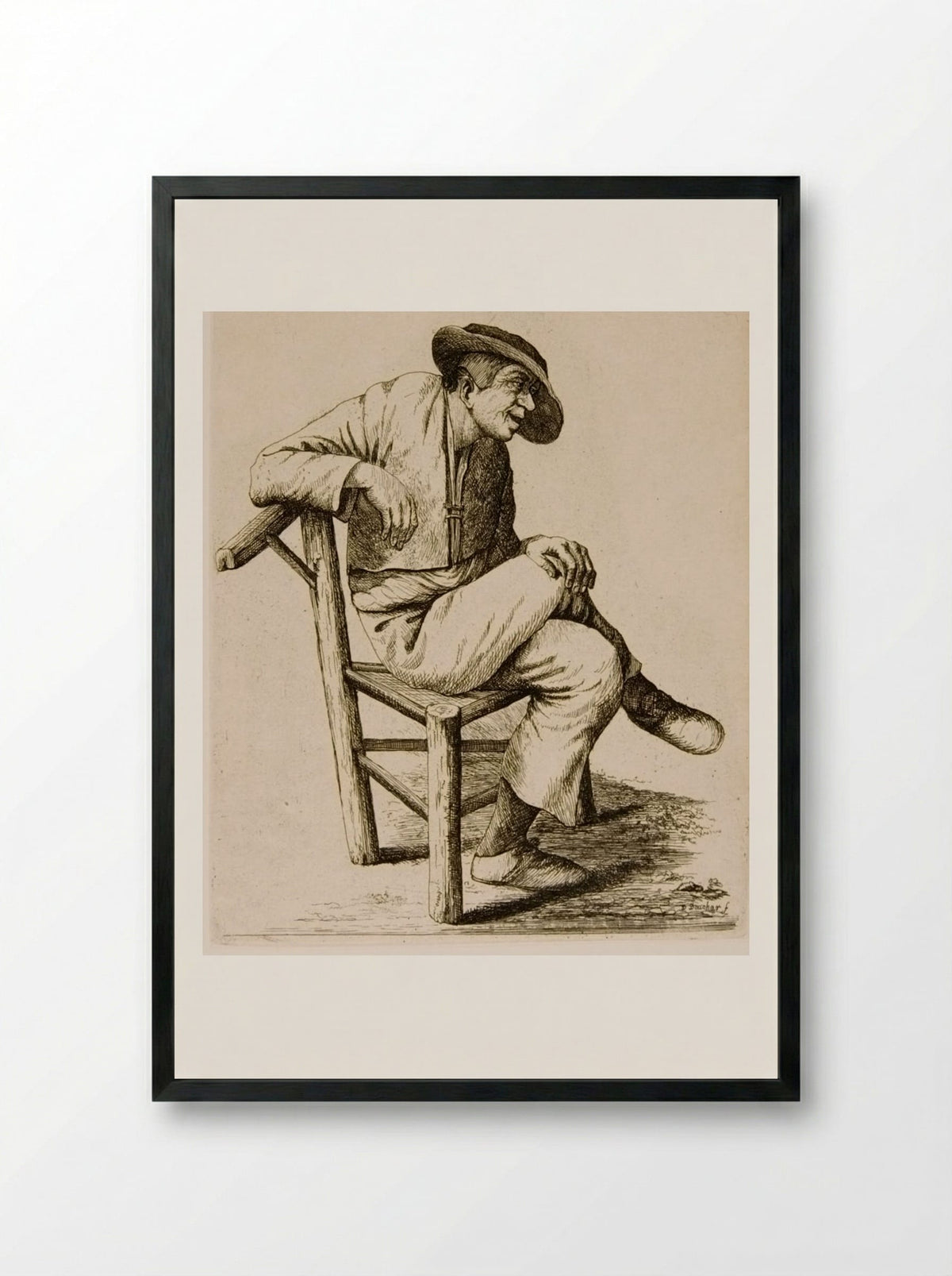 Boor Seated - David Deuchar - Framed Print Black