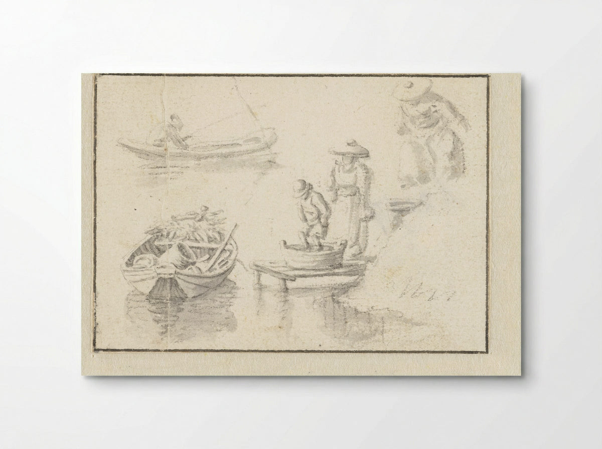 Bootje bij een steiger (Small Boat at a Jetty) - Herman Saftleven - Poster