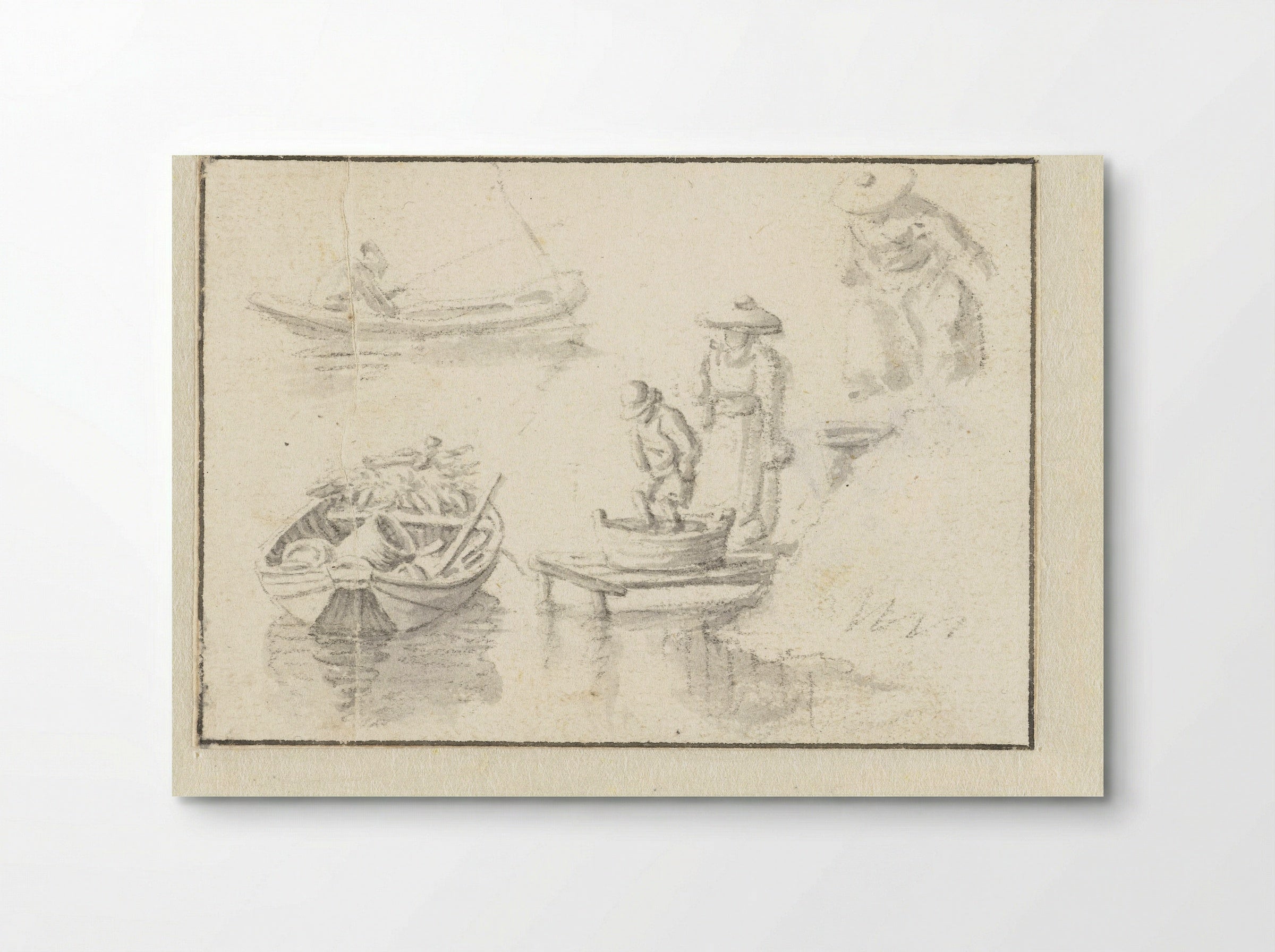 Bootje bij een steiger (Small Boat at a Jetty) - Herman Saftleven - Poster