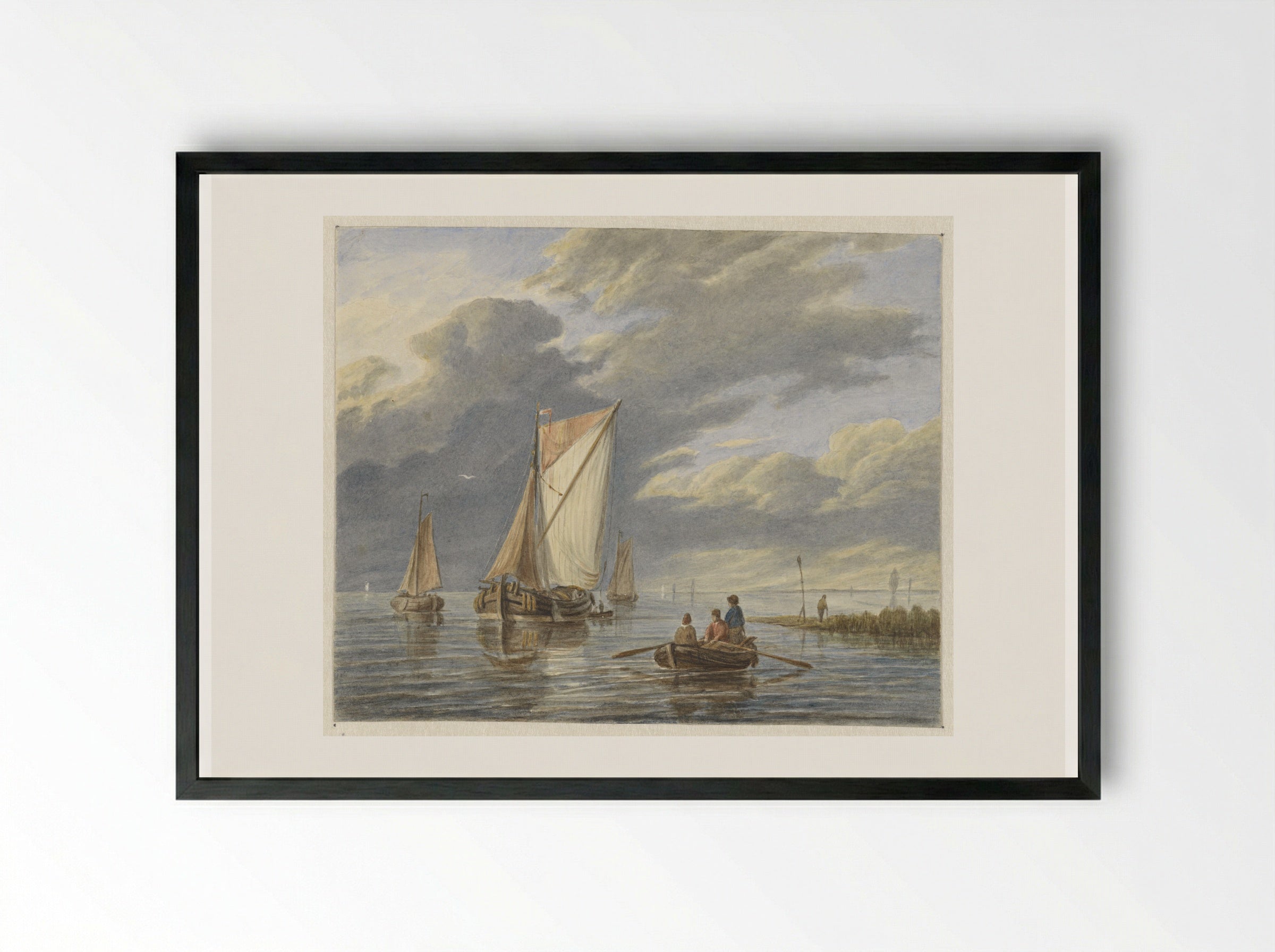 Bootjes op het water - Matthijs Maris - Framed Print Black