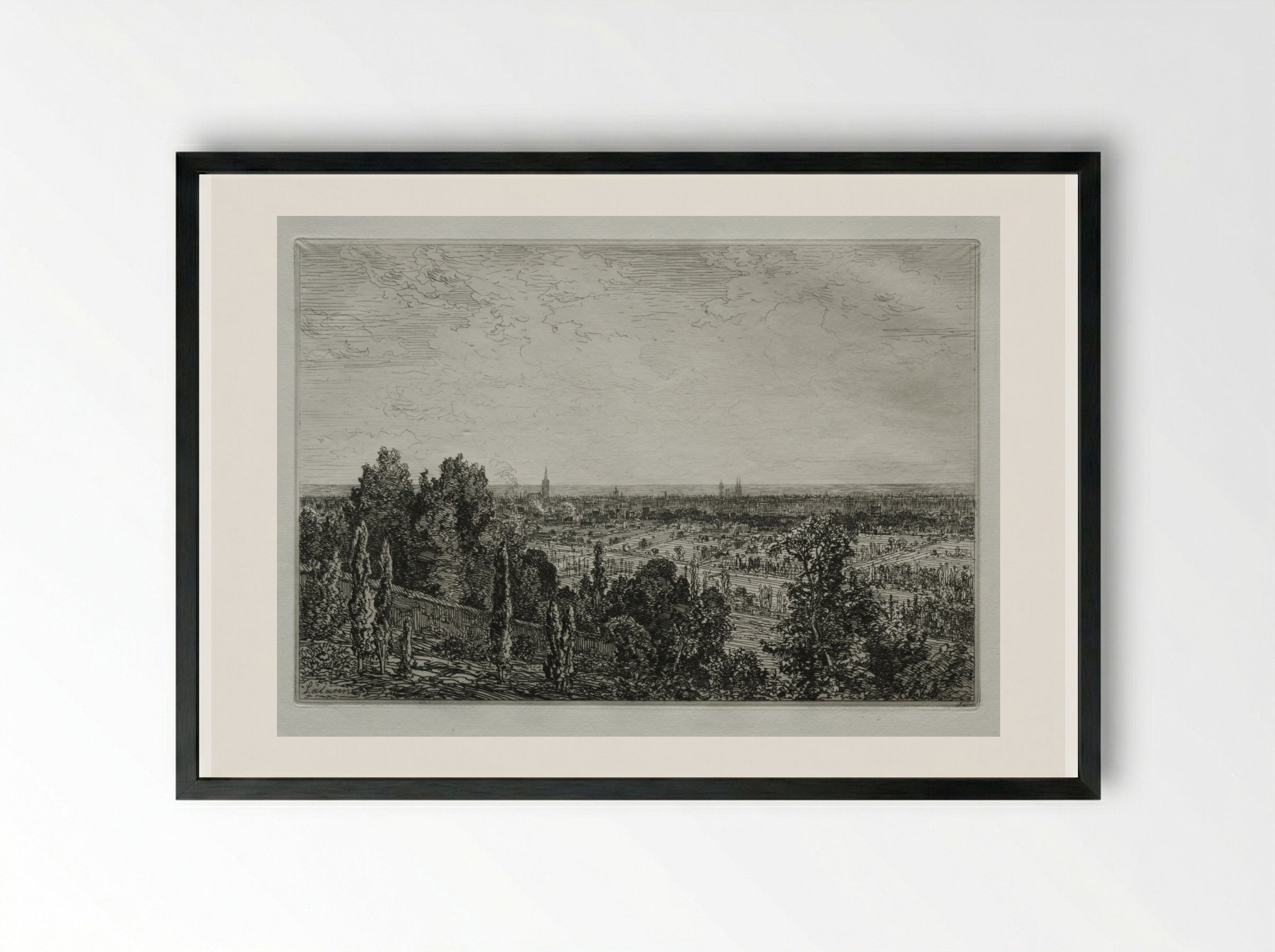 Bordeaux, View From the Coast of Cenon - Maxime Lalanne - Framed Print Black