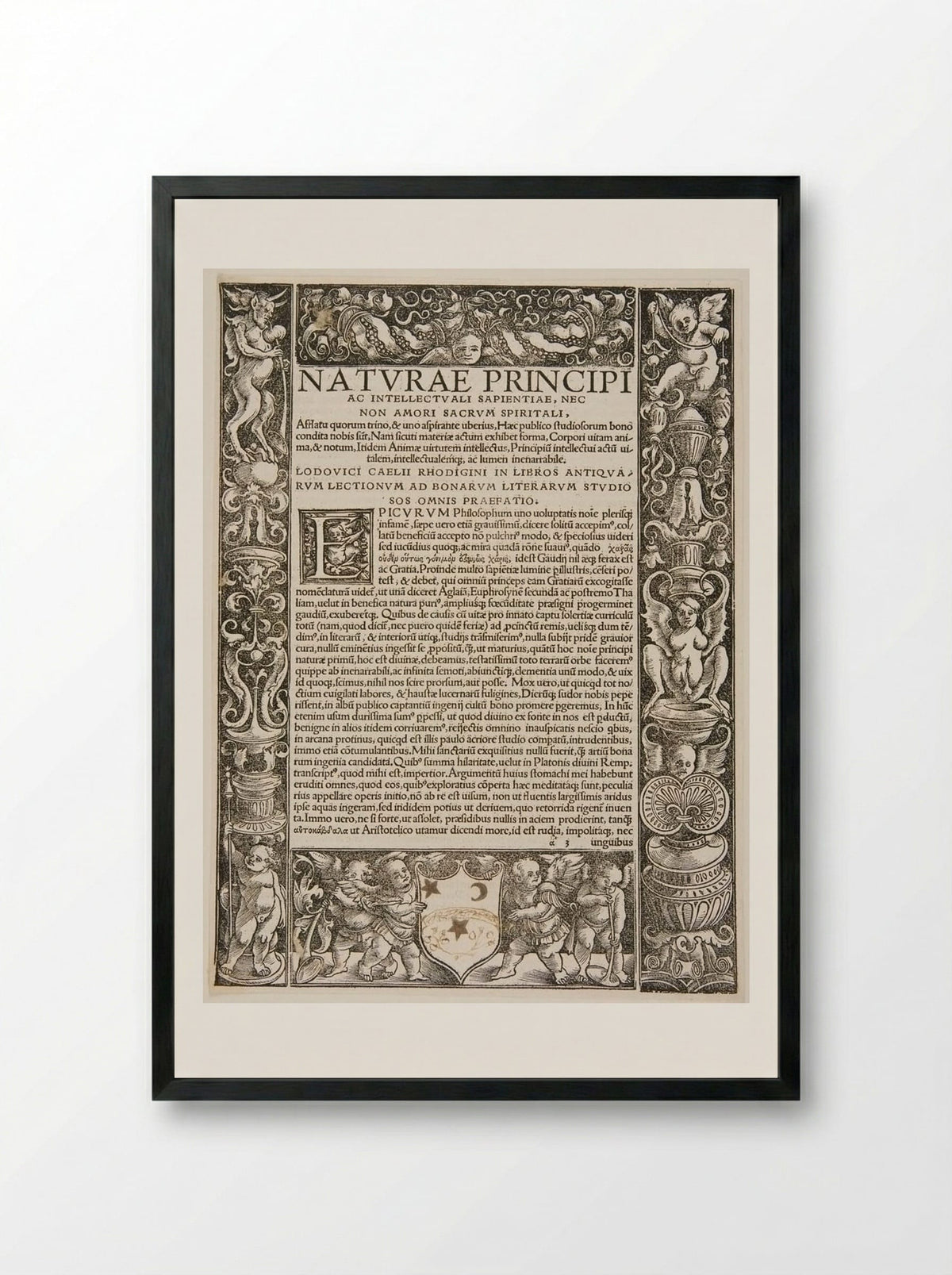 Border Composed of Four Blocks; Initial E - Urs Graf - Framed Print Black
