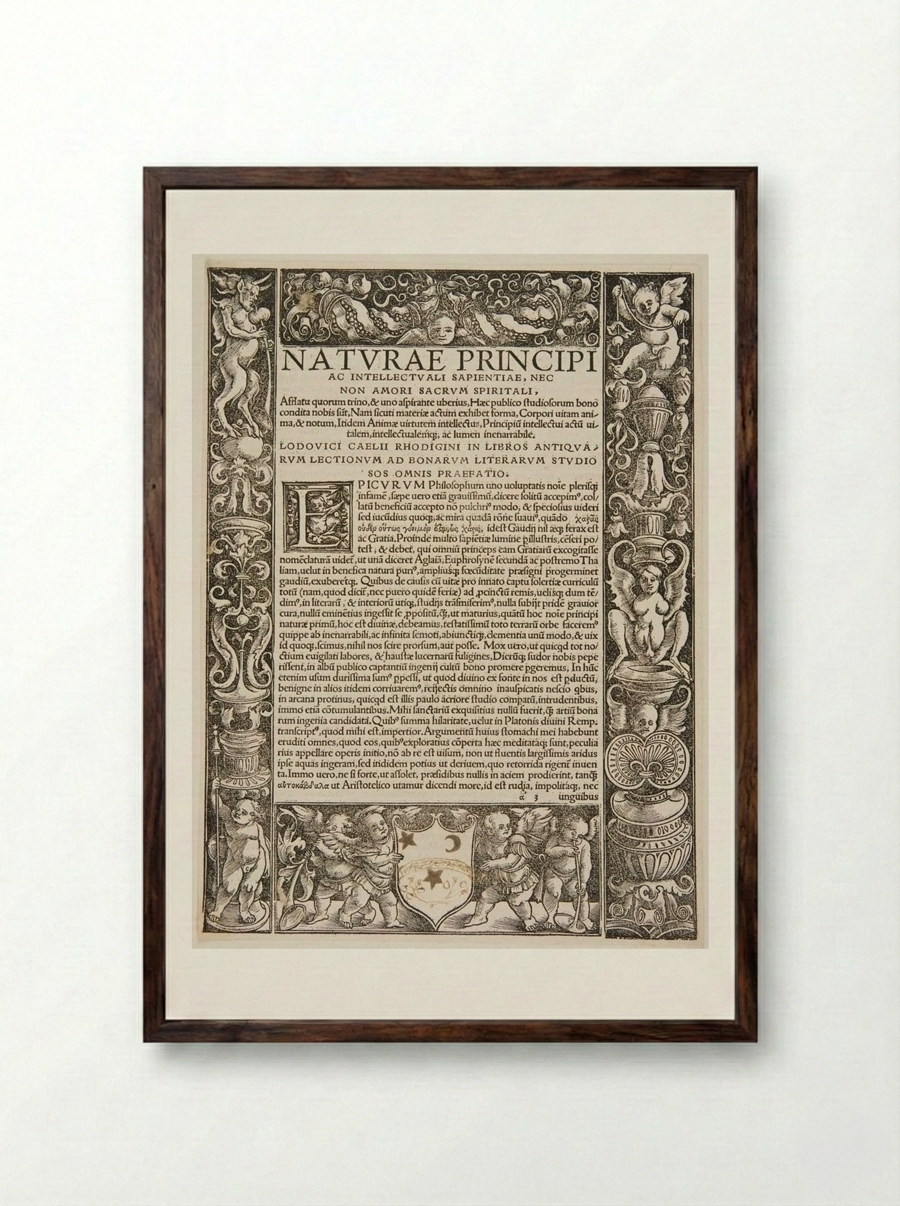 Border Composed of Four Blocks; Initial E - Urs Graf - Framed Print Dark Wood