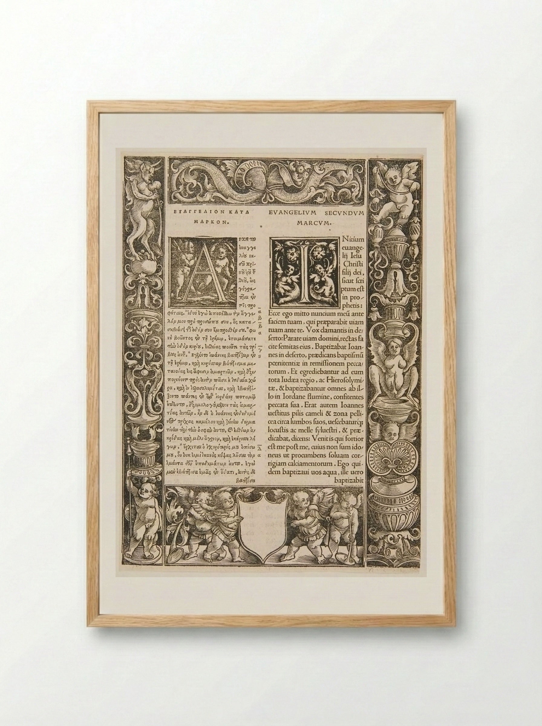 Border Composed of Four Blocks; Initials A, I - Urs Graf - Framed Print Wood