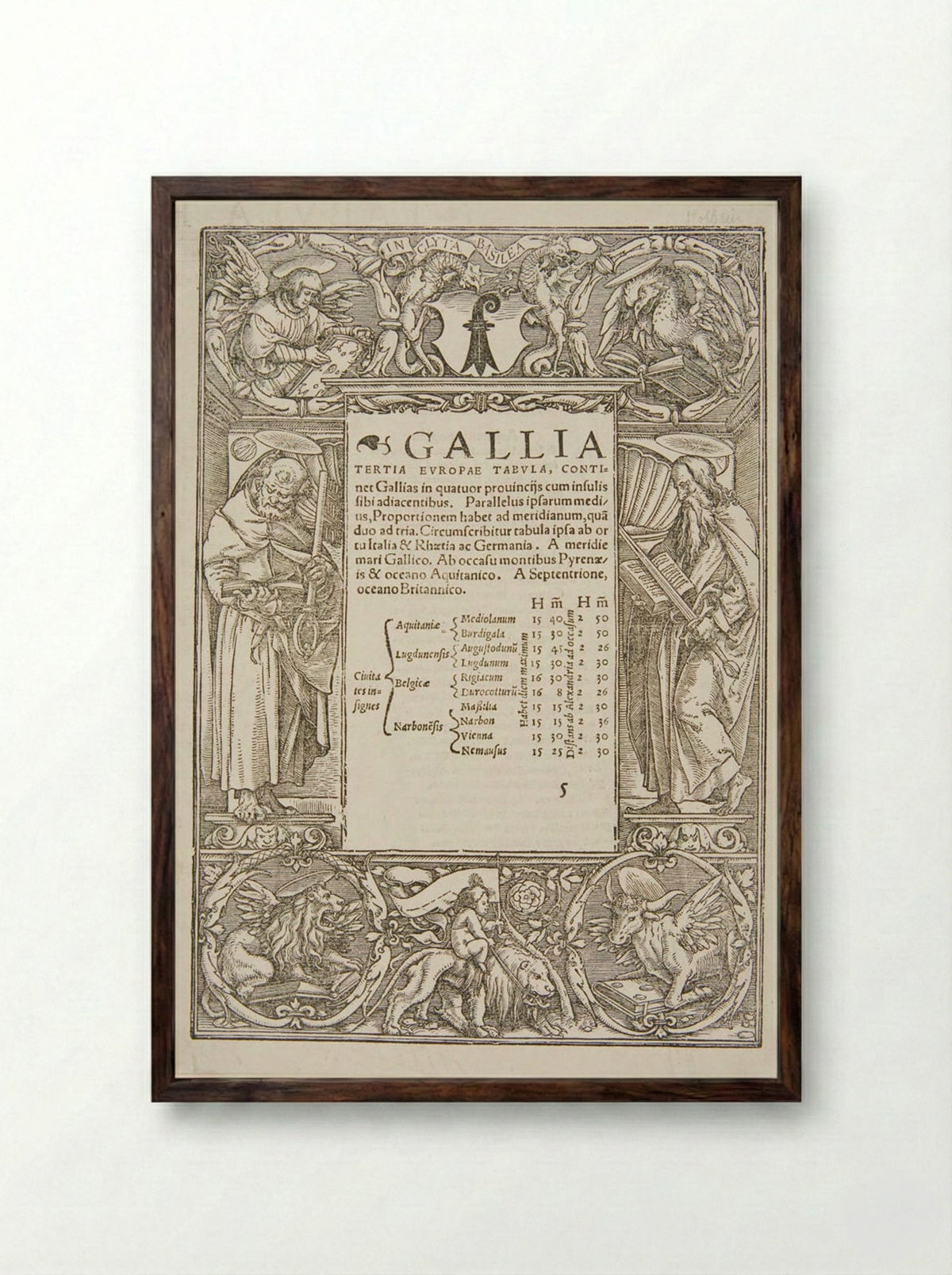 Border with S. Peter and S. Paul - Hans Holbein the Younger - Framed Print Dark Wood