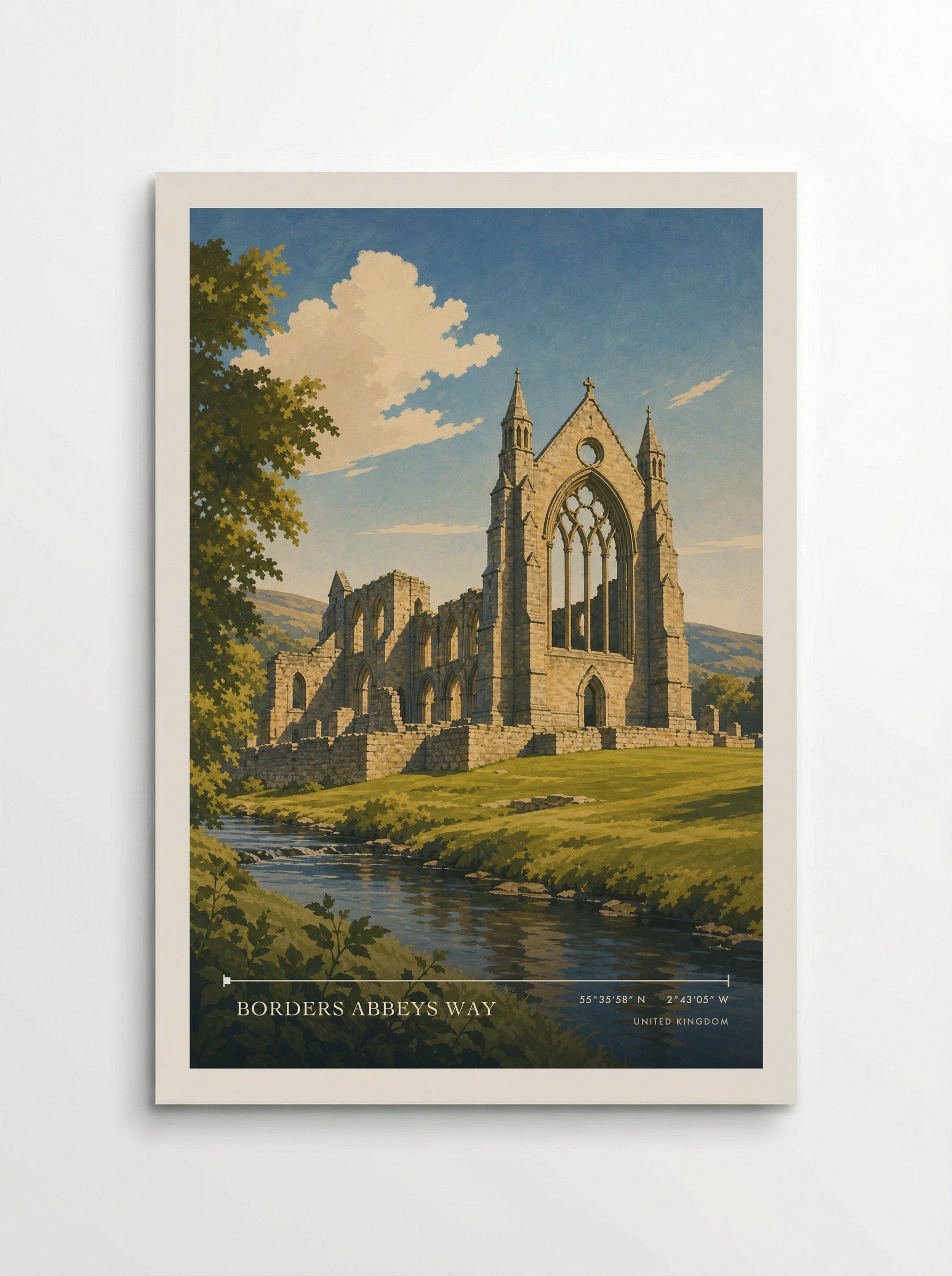 Borders Abbeys Way United Kingdom Travel Poster - Poster