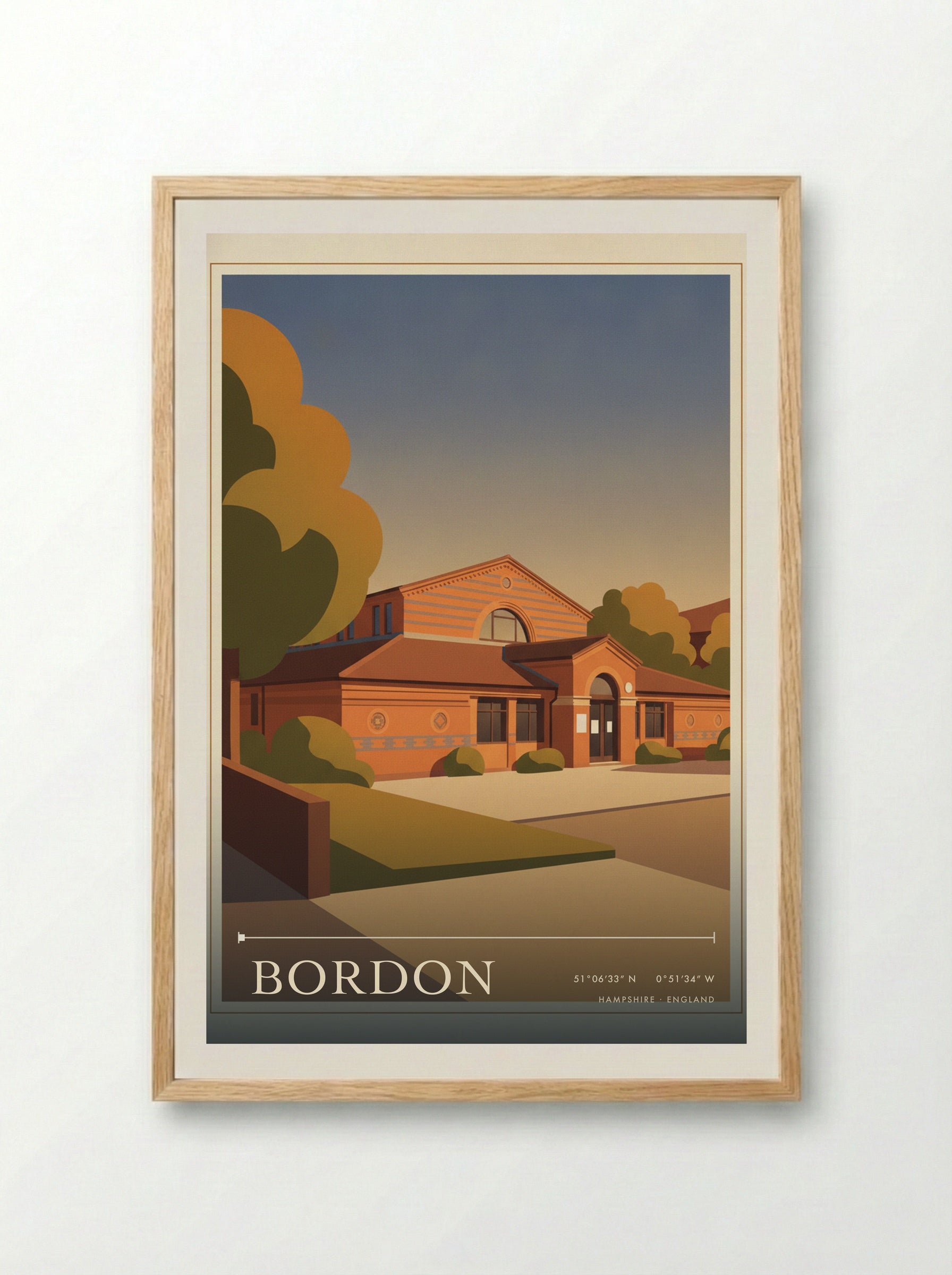Bordon Hampshire England Travel Poster - Framed Print Wood