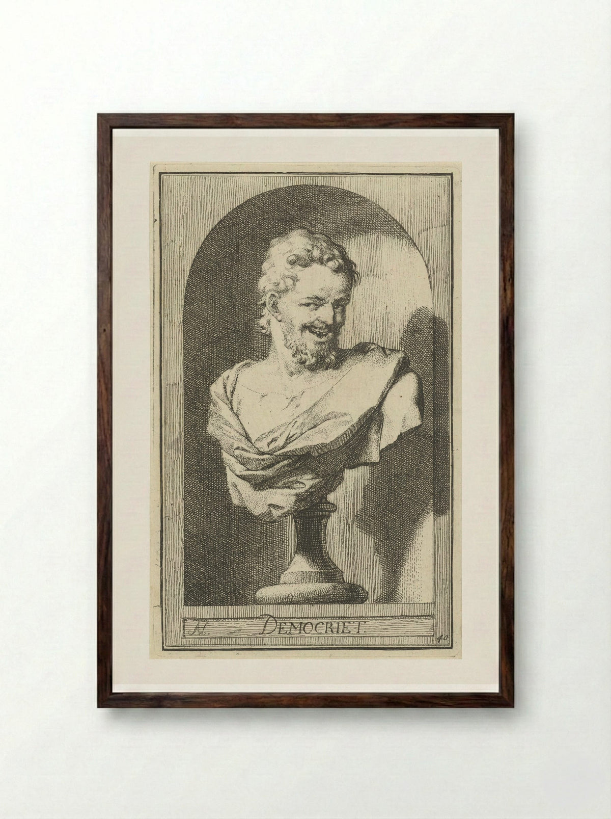 Borstbeeld van Democritus - Leonard Schenk - Framed Print Dark Wood
