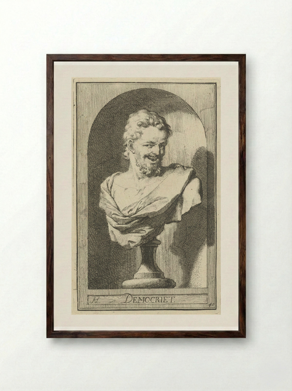 Borstbeeld van Democritus - Leonard Schenk - Framed Print Dark Wood