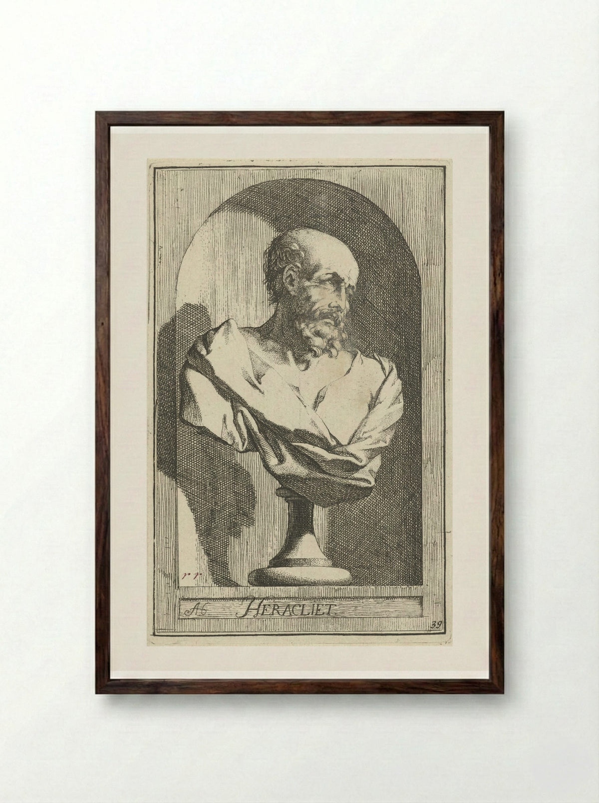 Borstbeeld van Heraclitus - Leonard Schenk - Framed Print Dark Wood