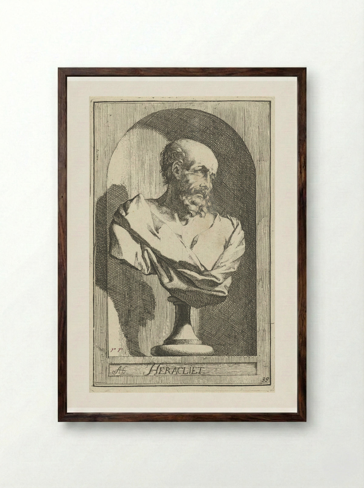 Borstbeeld van Heraclitus - Leonard Schenk - Framed Print Dark Wood