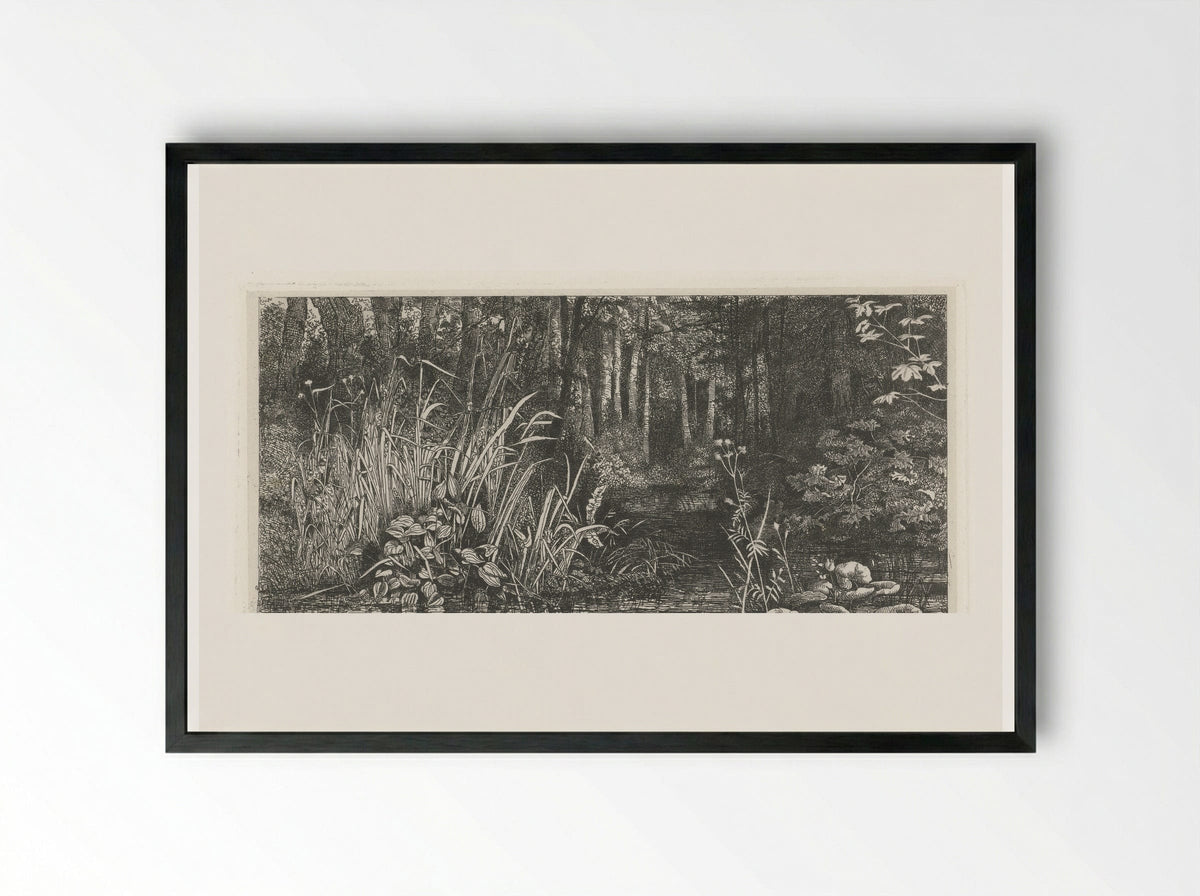 Bosbeekje (Woodland Stream) - Jacobus Ludovicus Cornet - Framed Print Black