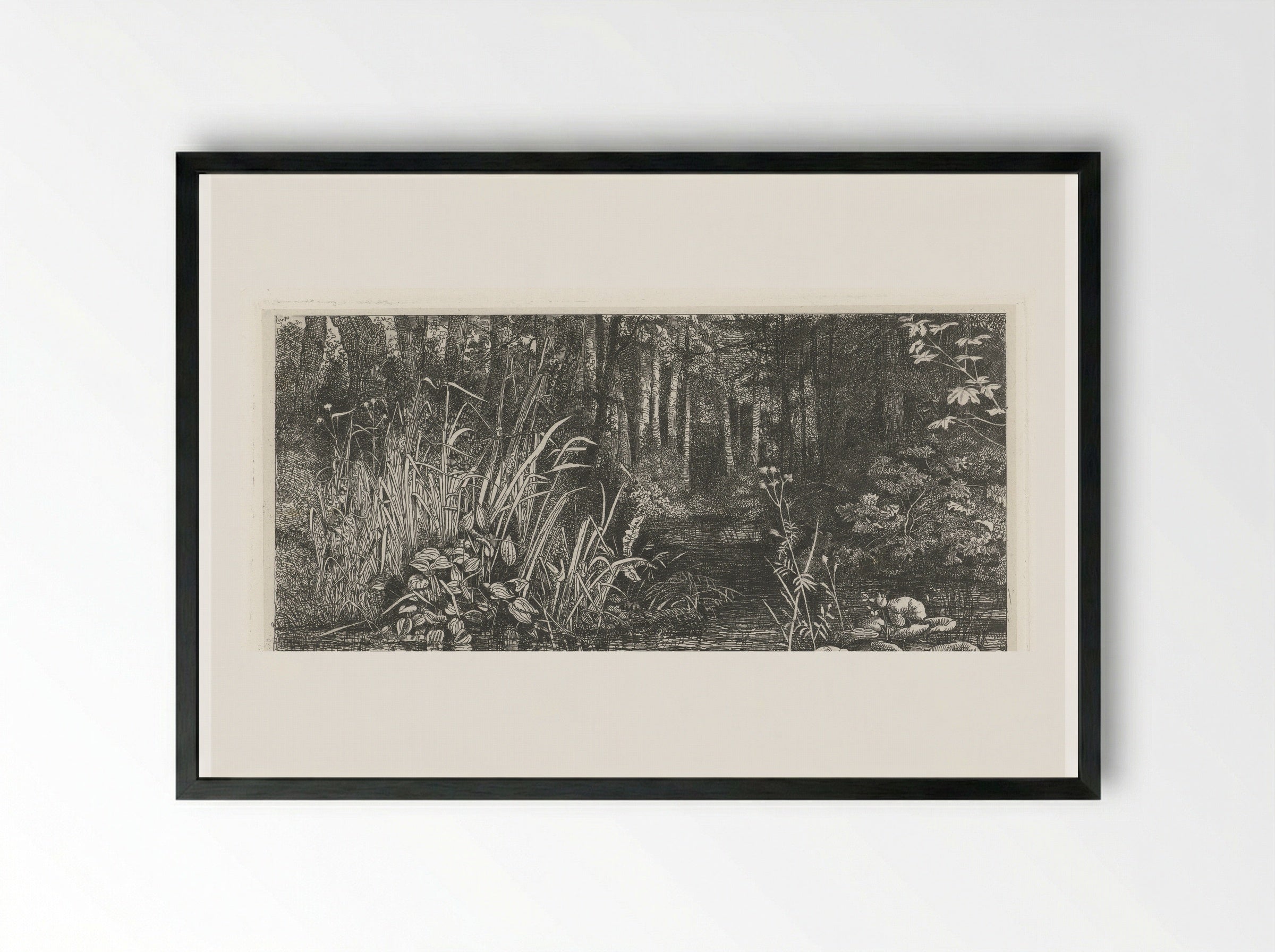 Bosbeekje (Woodland Stream) - Jacobus Ludovicus Cornet - Framed Print Black