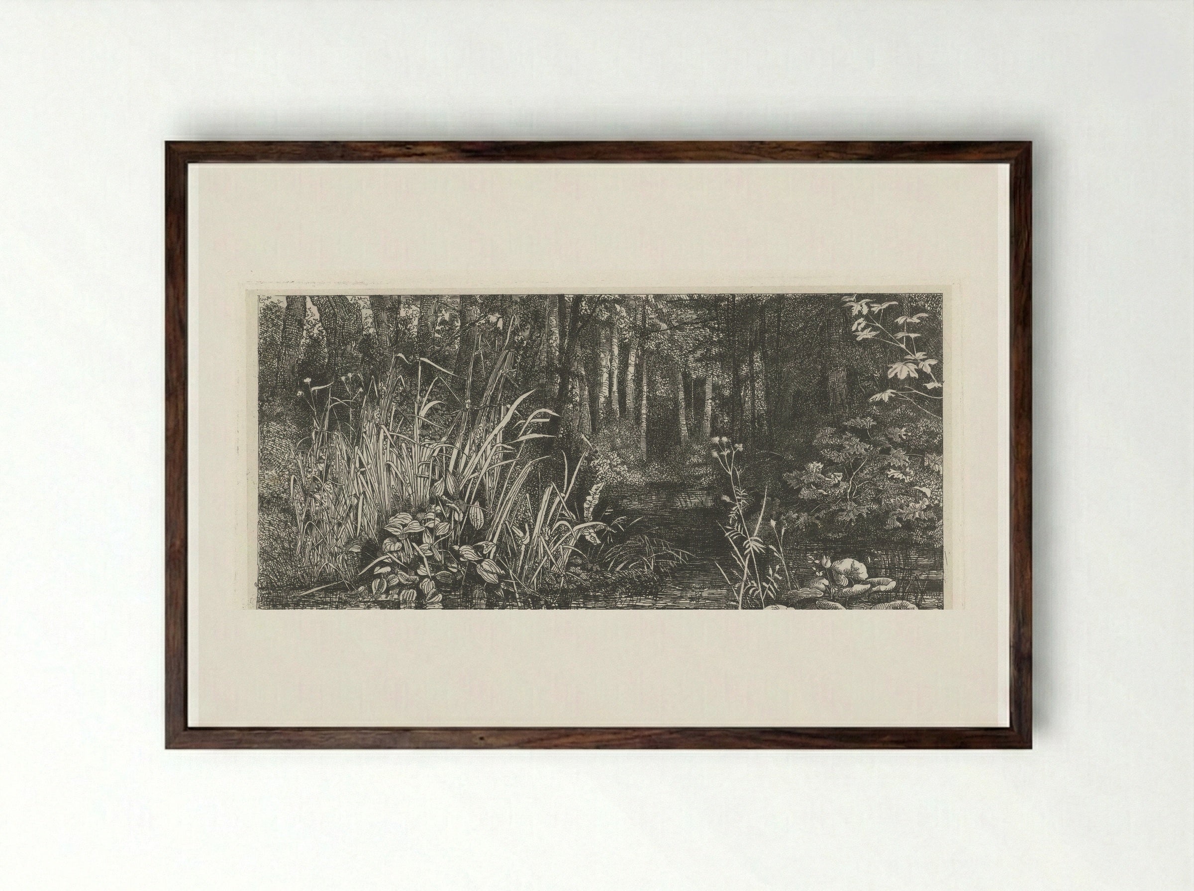 Bosbeekje (Woodland Stream) - Jacobus Ludovicus Cornet - Framed Print Dark Wood