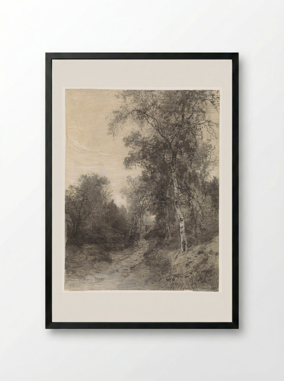 Bosgezicht (Forest View) - Johannes Warnardus Bilders - Framed Print Black