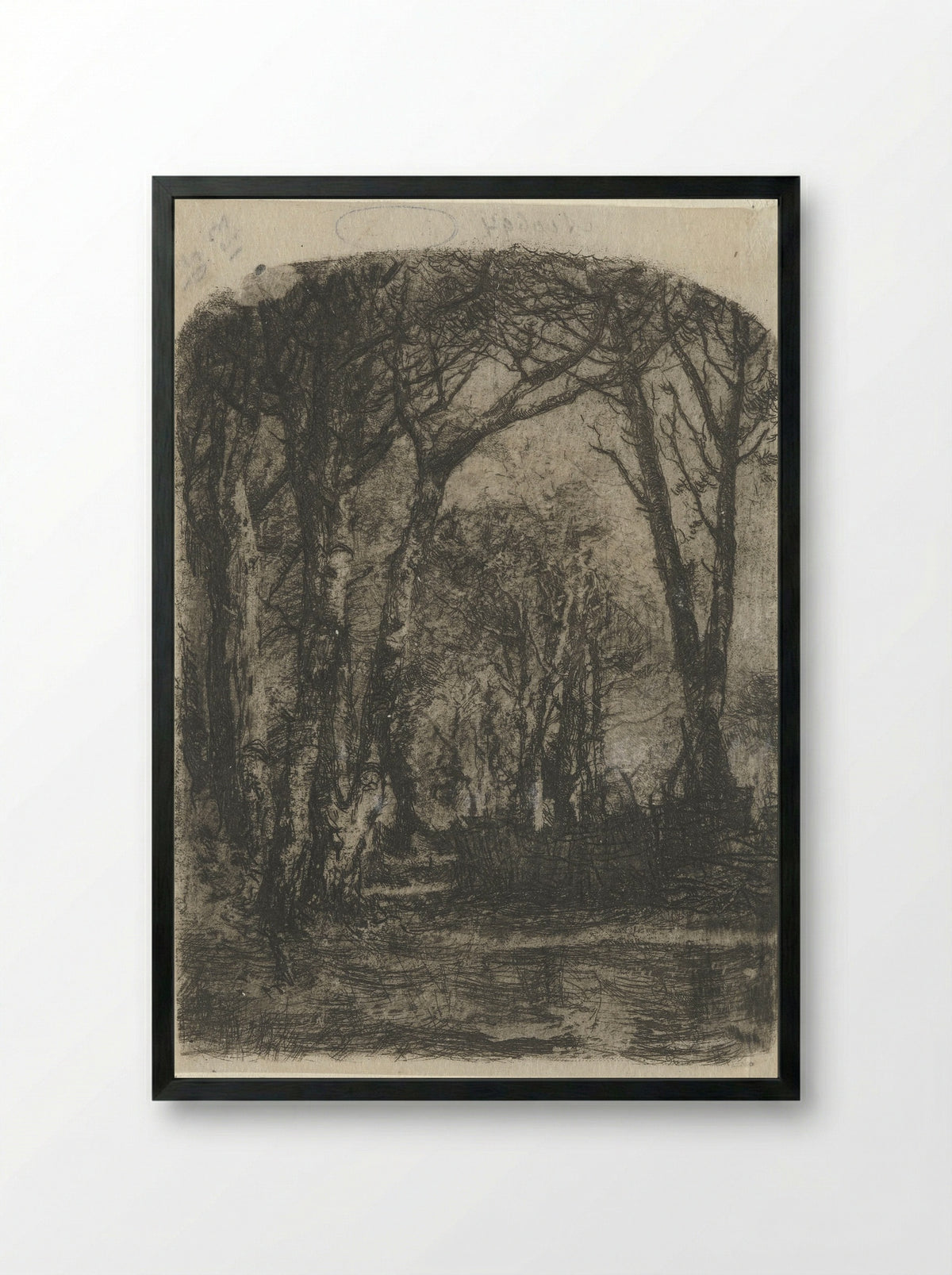 Bosgezicht (Forest View) - Mosè Bianchi - Framed Print Black