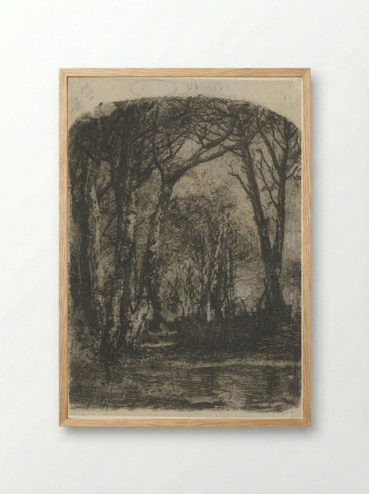 Bosgezicht (Forest View) - Mosè Bianchi - Framed Print Wood