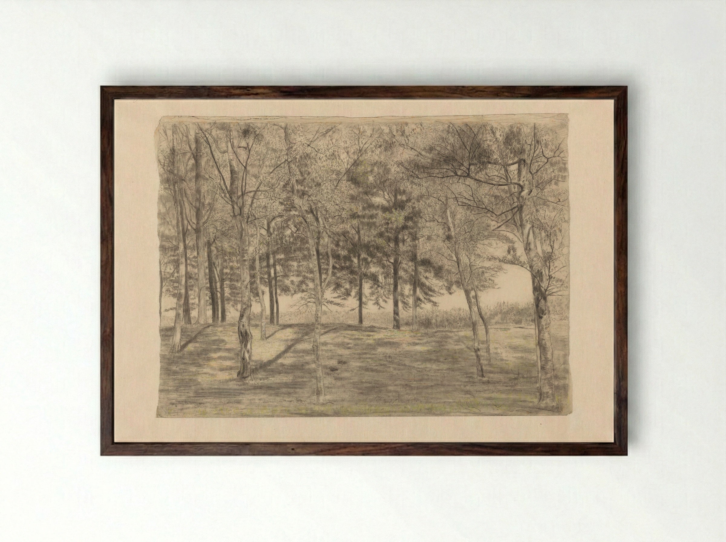 Bosgezicht bij Doorn - Cornelis Gerardus 't Hooft - Framed Print Dark Wood
