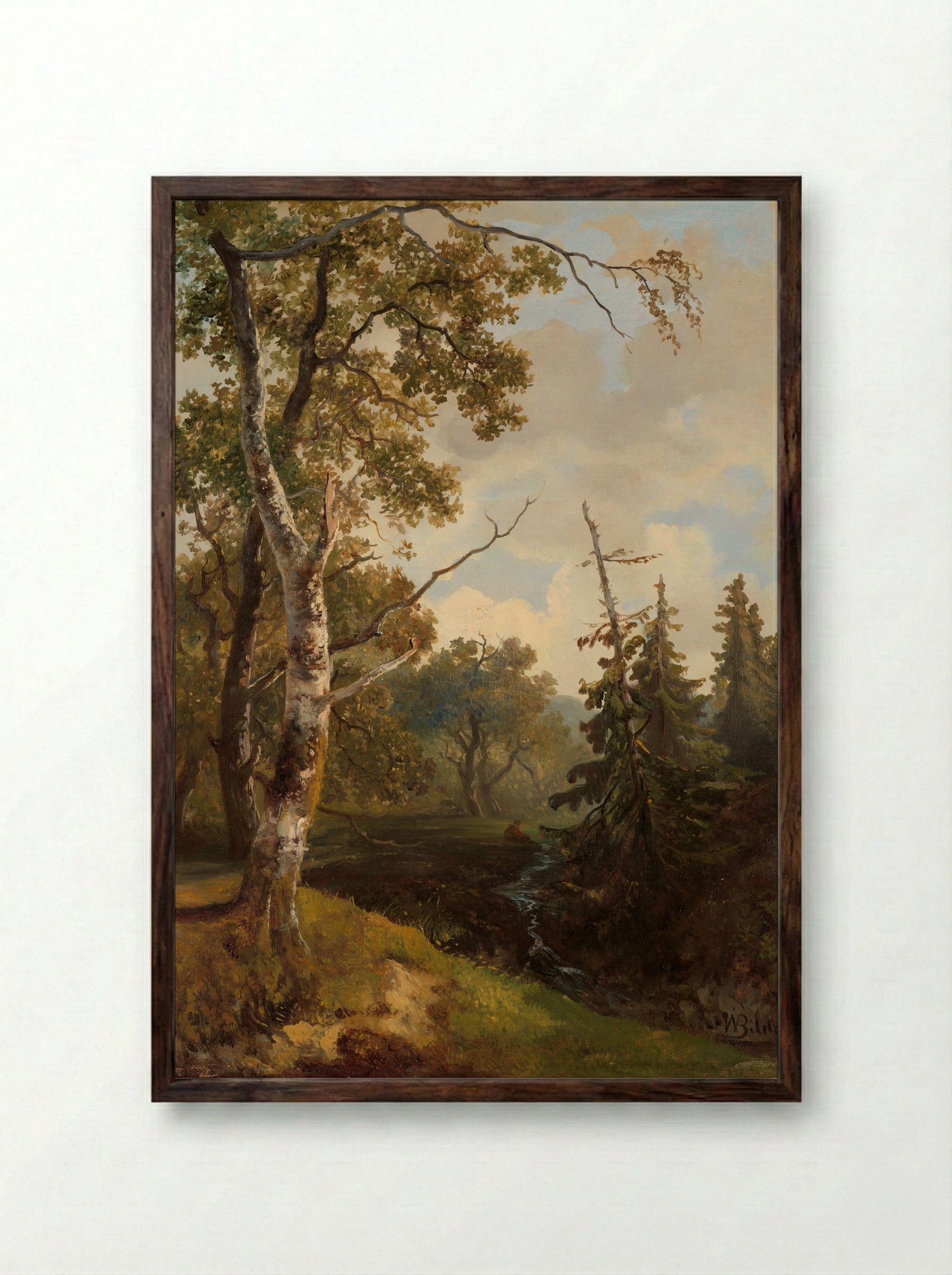 Bosgezicht bij Wolfheze - Johannes Warnardus Bilders - Framed Print Dark Wood