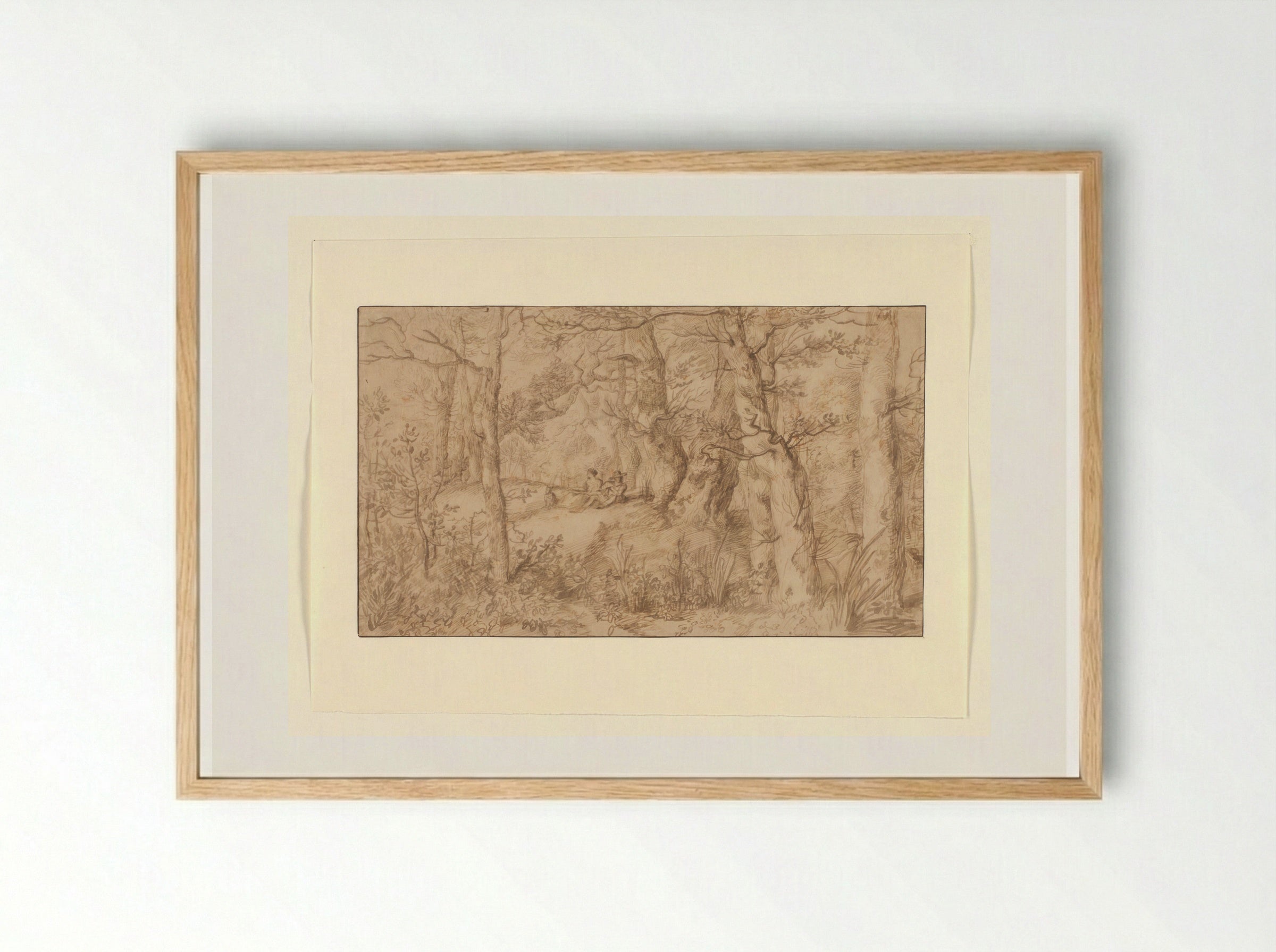 Bosgezicht met rustend paar - Jan Lievens - Framed Print Wood