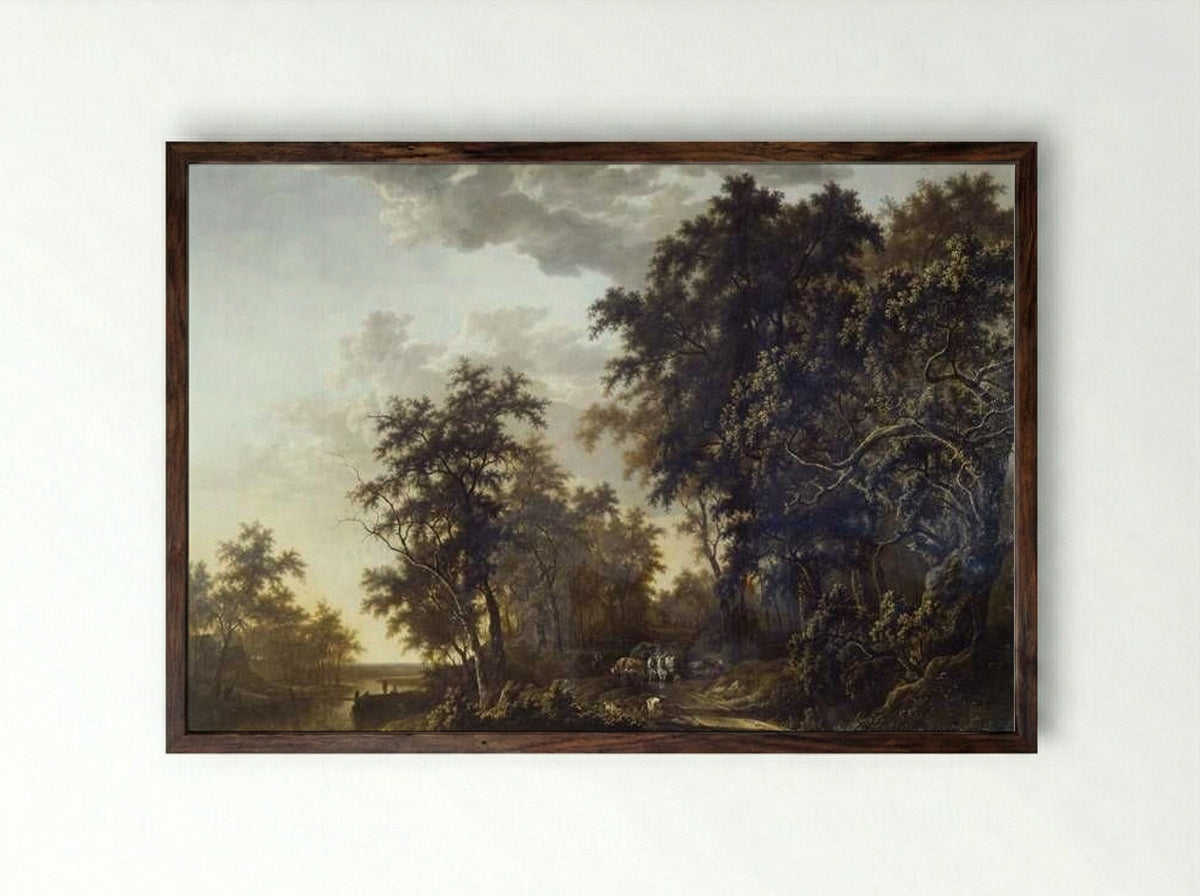 Bosgezicht - Adriaen Hendriksz. Verboom - Framed Print Dark Wood