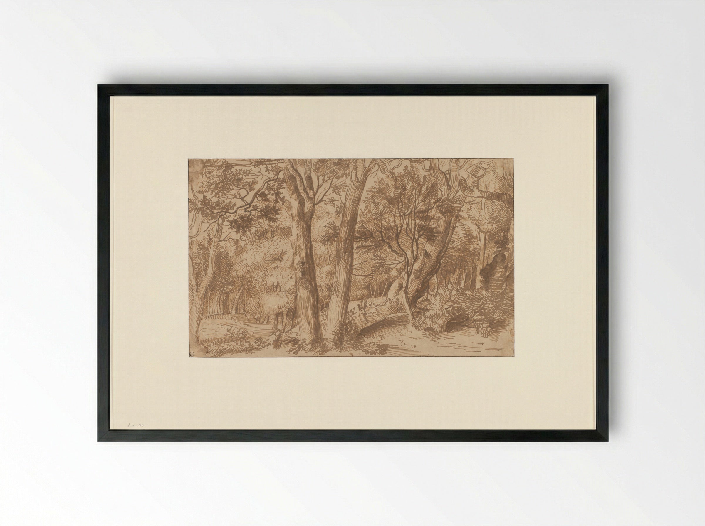 Boslandschap met een hert - Jan Lievens - Framed Print Black