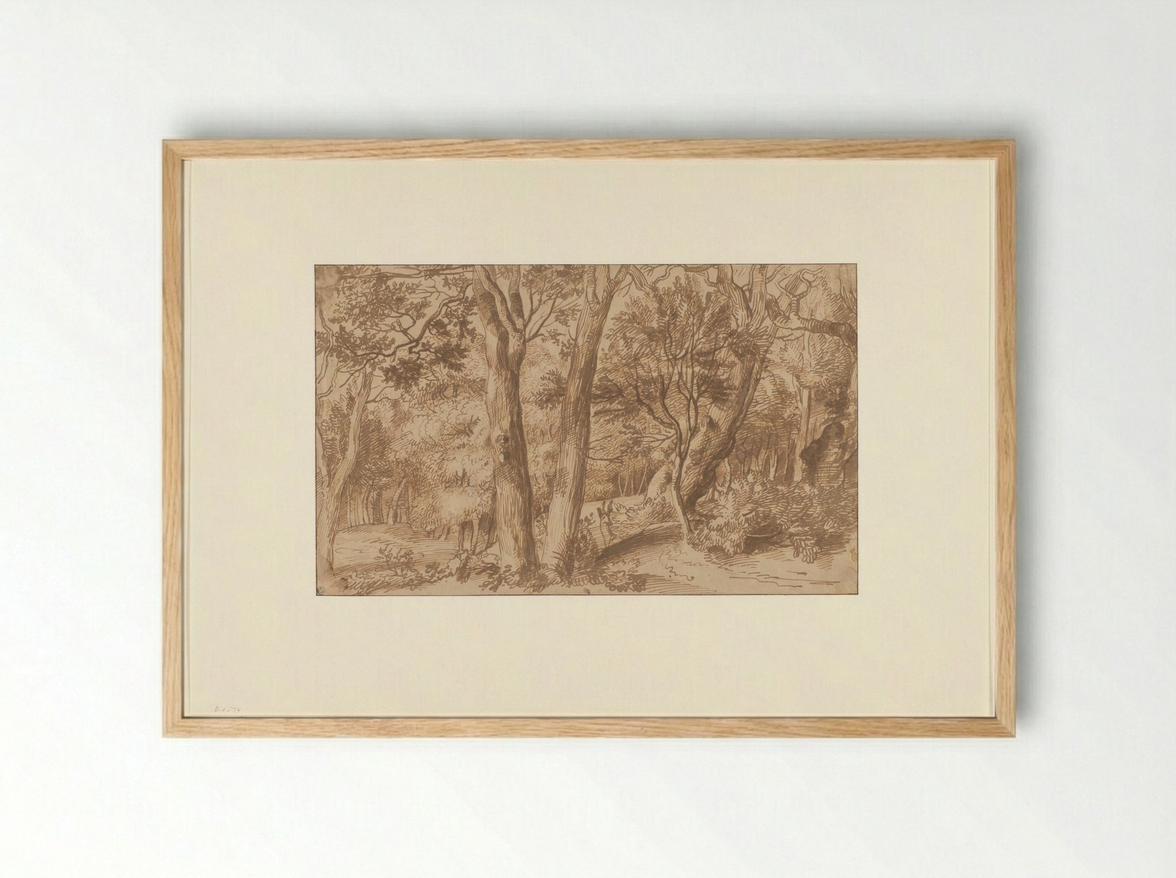 Boslandschap met een hert - Jan Lievens - Framed Print Wood