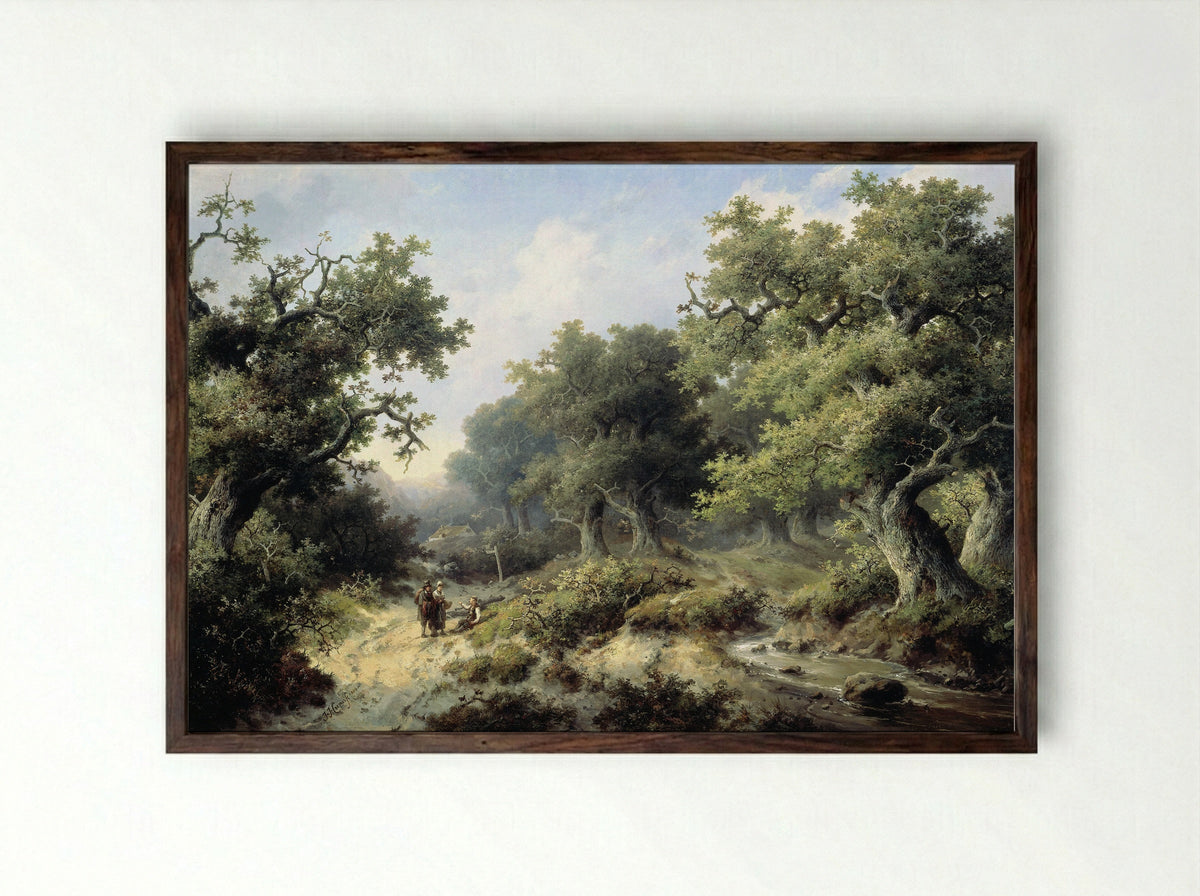 Boslandschap met reizigers - Jacob Cremer - Framed Print Dark Wood