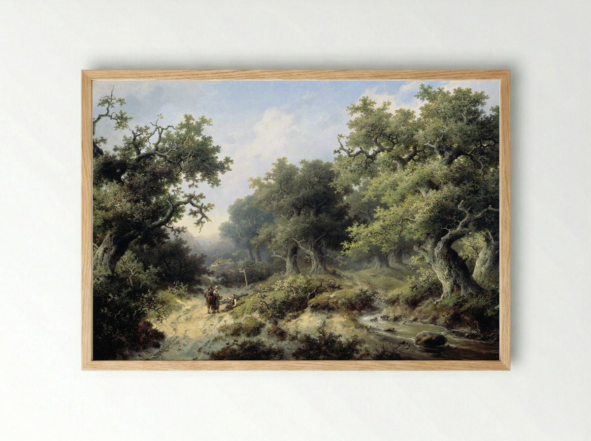 Boslandschap met reizigers - Jacob Cremer - Framed Print Wood