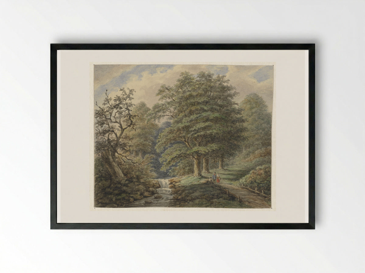 Boslandschap met watervalletje - Matthijs Maris - Framed Print Black