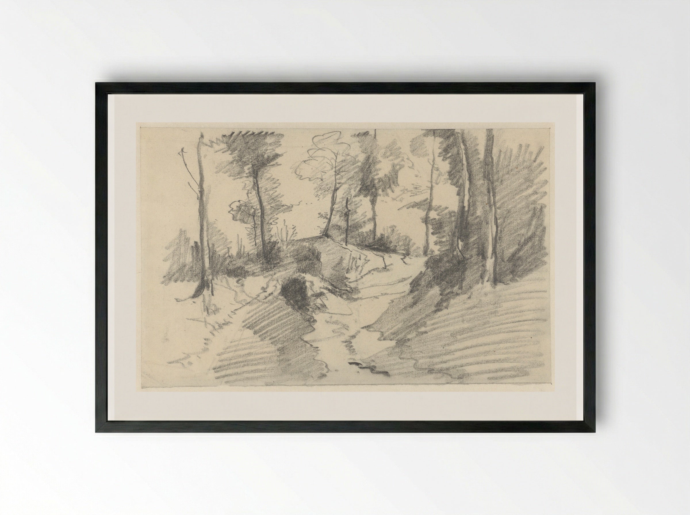 Boslandschap - Guillaume Anne van der Brugghen - Framed Print Black