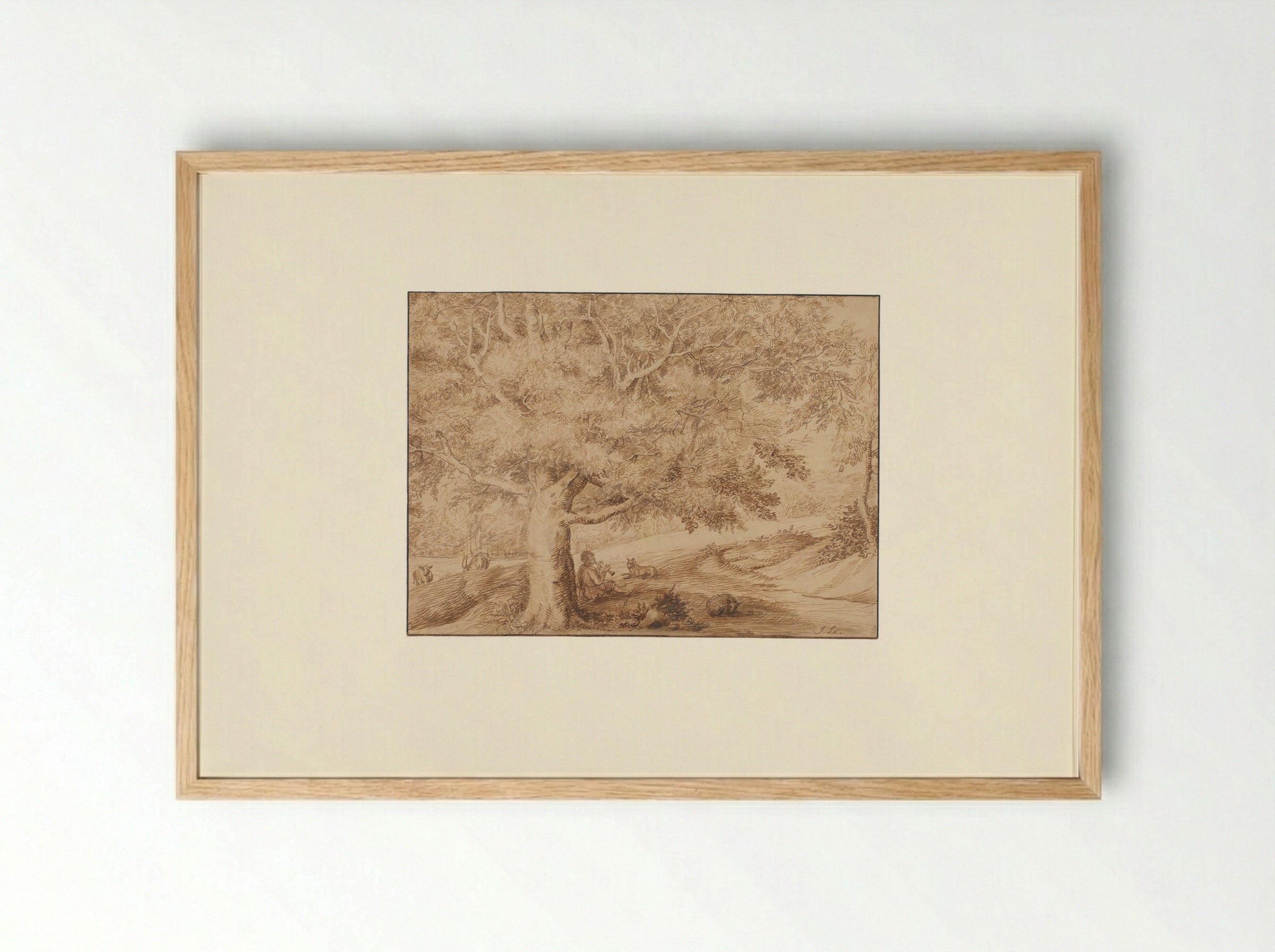 Bosrand met fluitspelende herder - Jan Lievens - Framed Print Wood