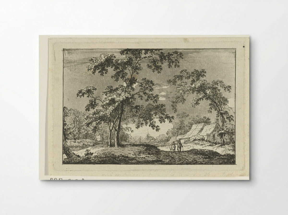 Bosrijk landschap met twee wandelaars - Geerlig Grijpmoed - Poster