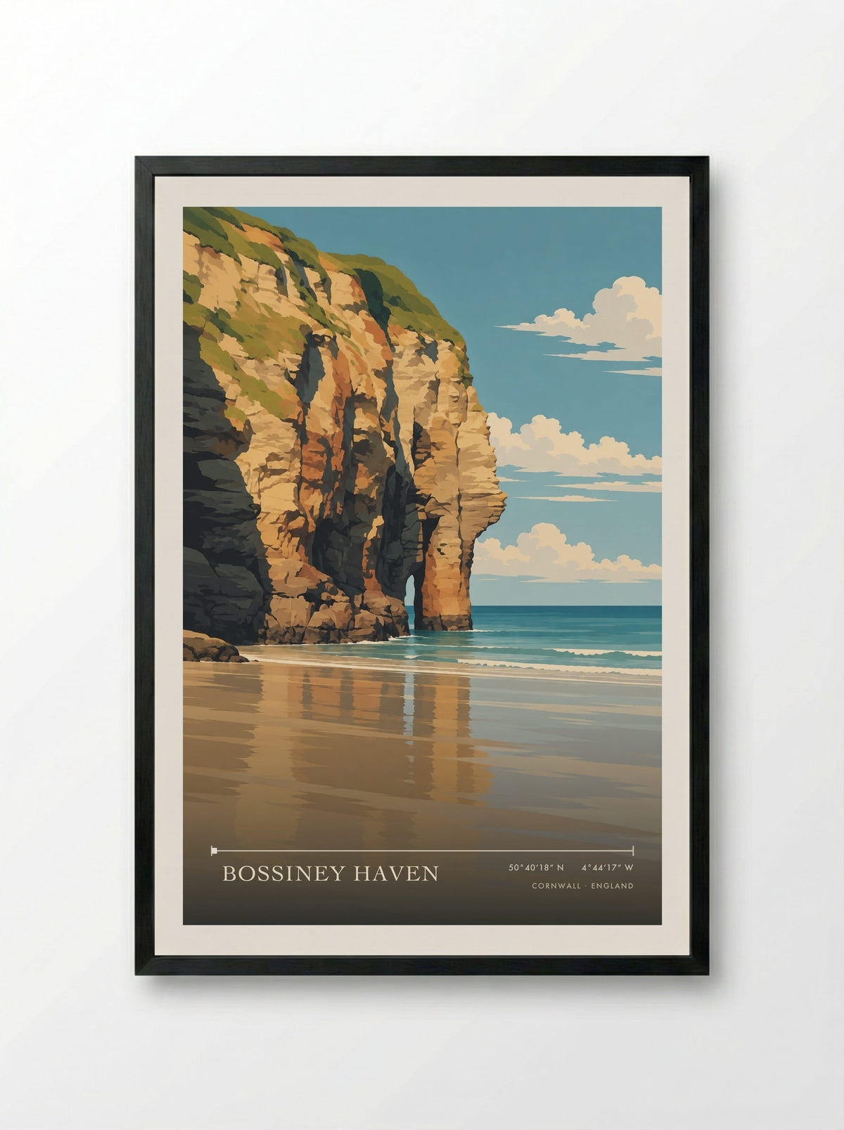 Bossiney Haven, Cornwall | Travel Poster - Framed Print Black
