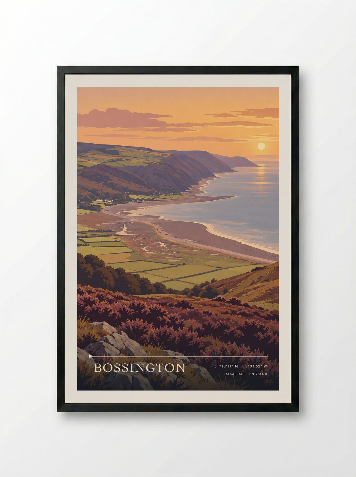 Bossington, Somerset | Travel Poster - Framed Print Black