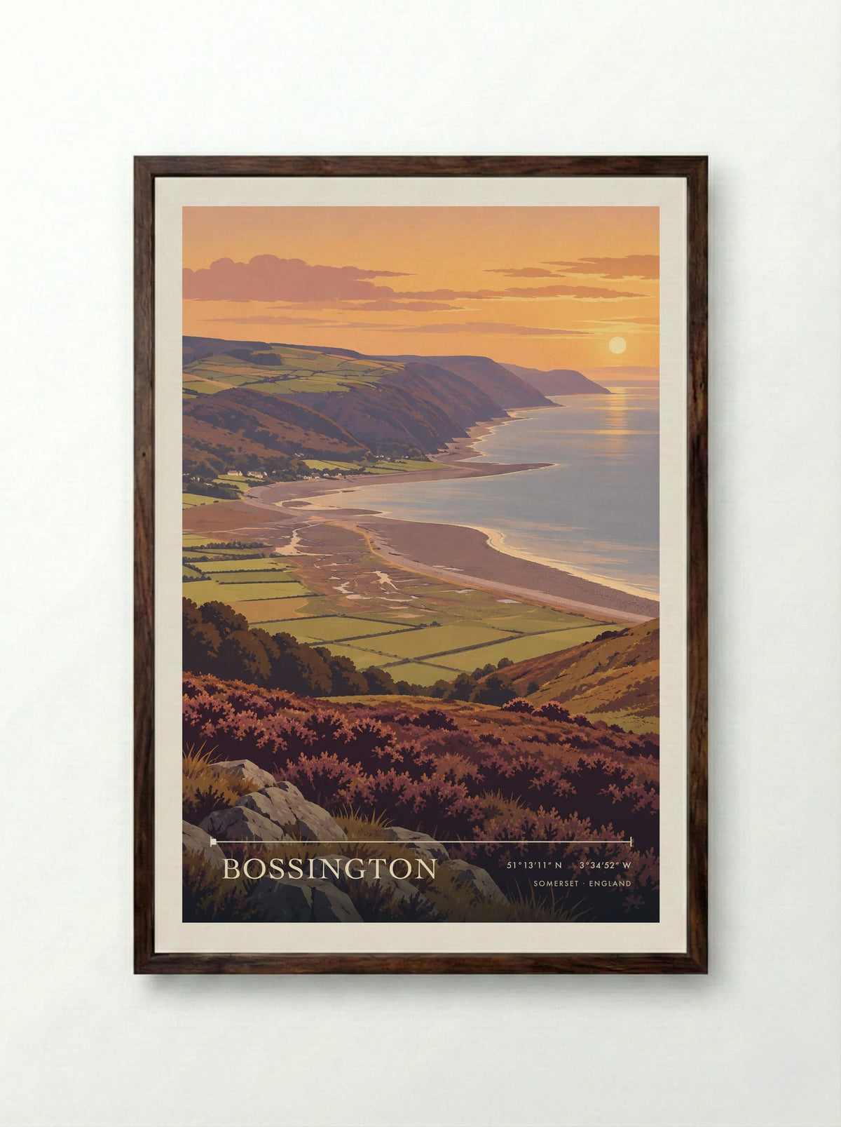 Bossington, Somerset | Travel Poster - Framed Print Dark Wood