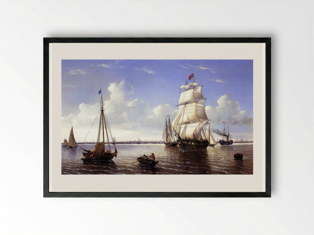 Boston Harbor - William Bradford - Framed Print Black