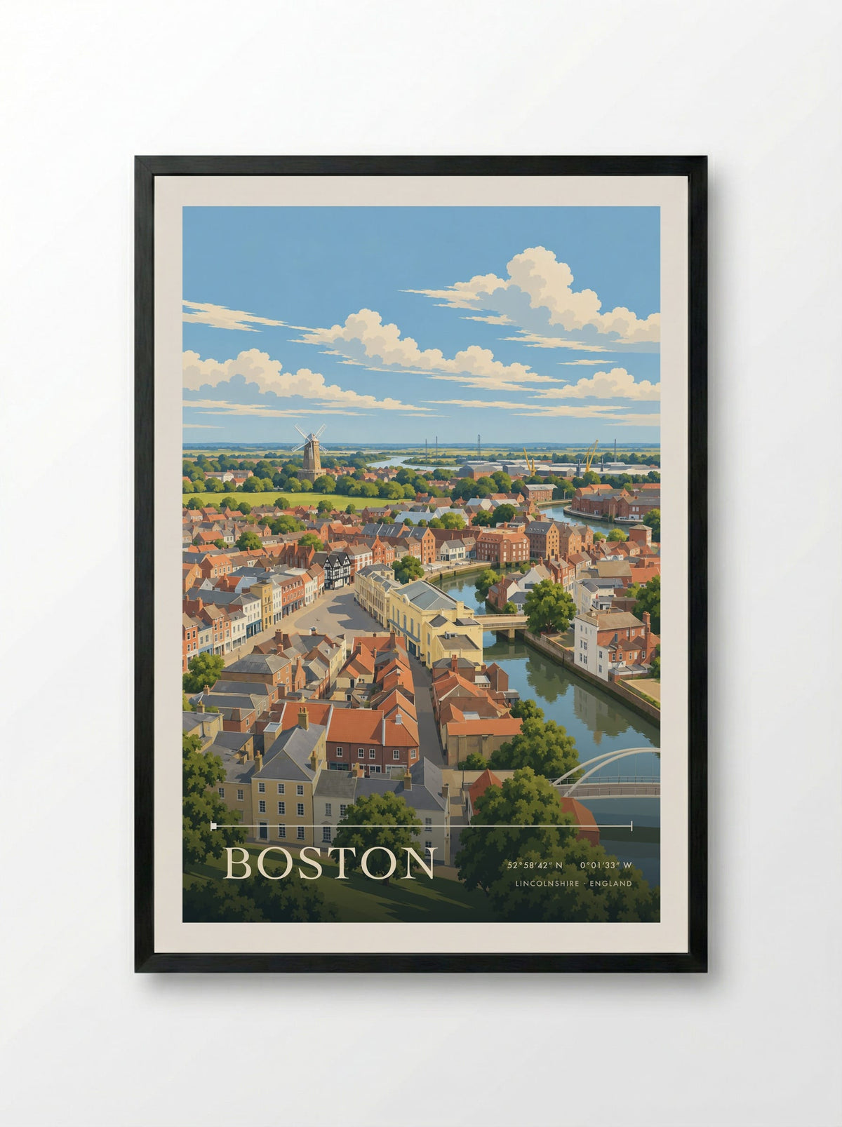Boston, Lincolnshire | Travel Poster - Framed Print Black