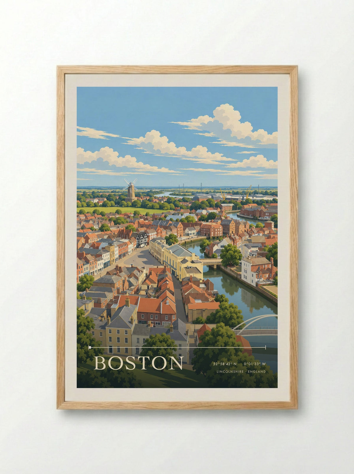 Boston, Lincolnshire | Travel Poster - Framed Print Wood
