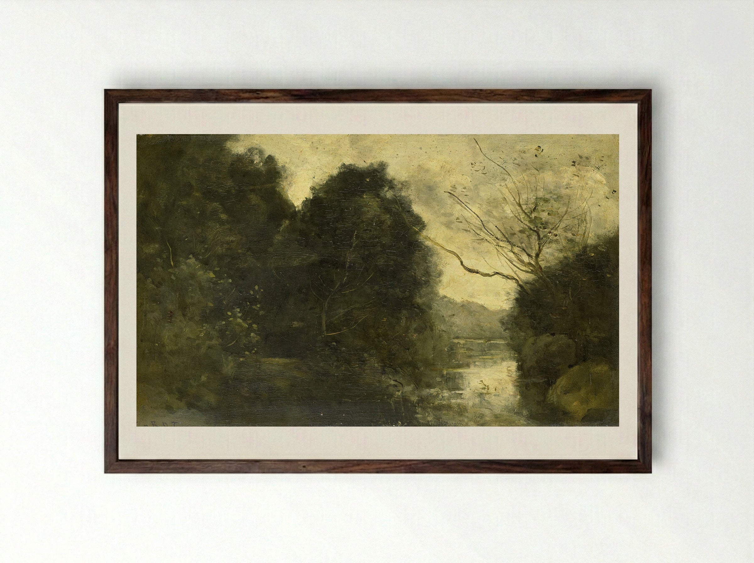 Bosvijver (Forest Pond) - Camille Corot - Framed Print Dark Wood
