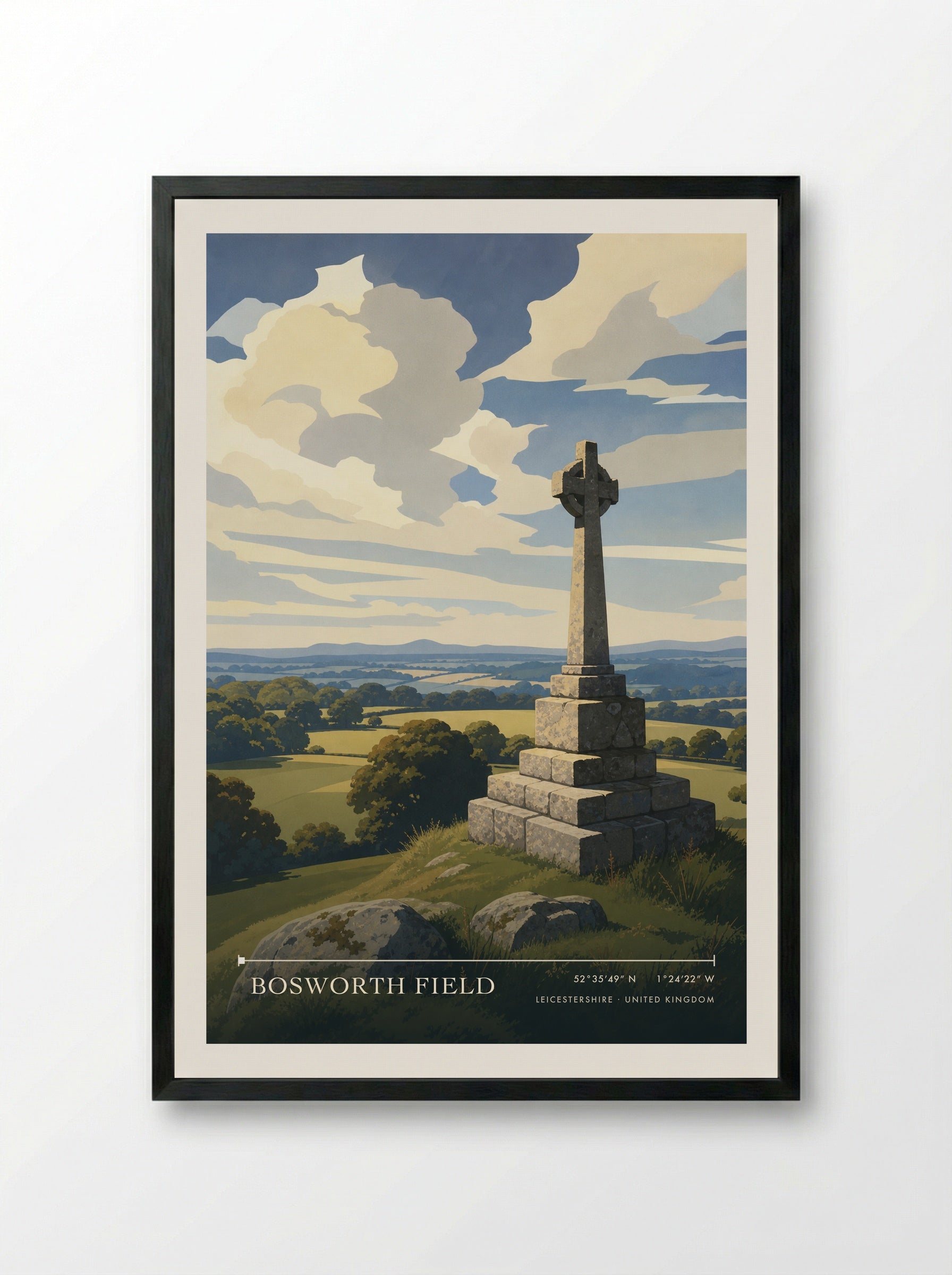 Bosworth Field Leicestershire United Kingdom Travel Poster - Framed Print Black