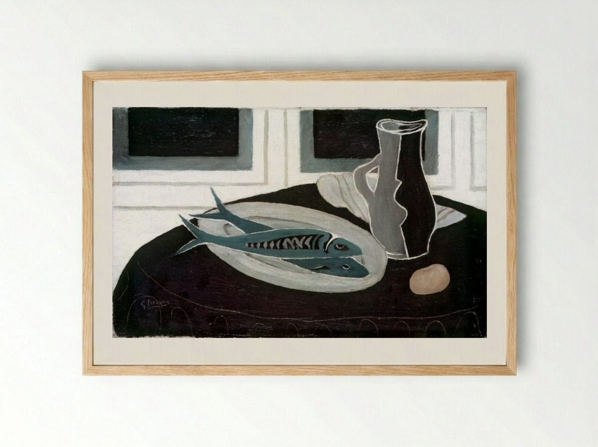 Bottle and Fish - Georges Braque - Framed Print Wood