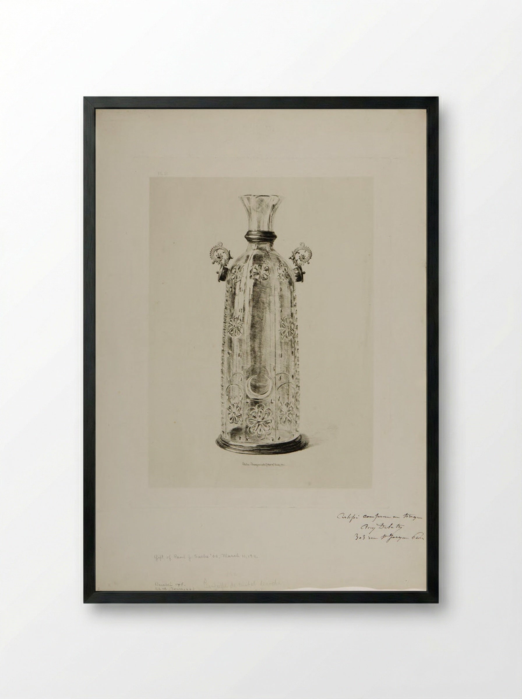 Bottle of Rock Crystal - Jules Ferdinand Jacquemart - Framed Print Black