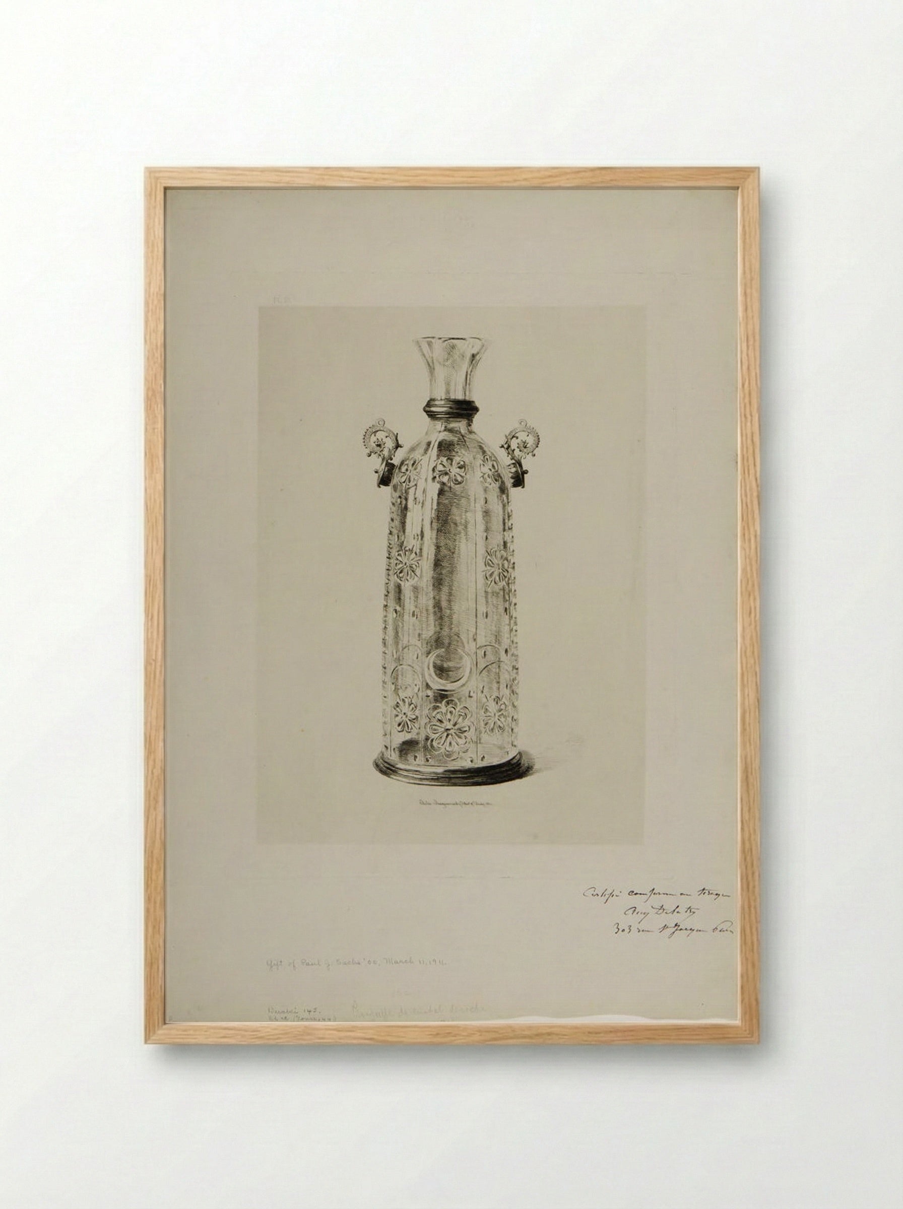Bottle of Rock Crystal - Jules Ferdinand Jacquemart - Framed Print Wood